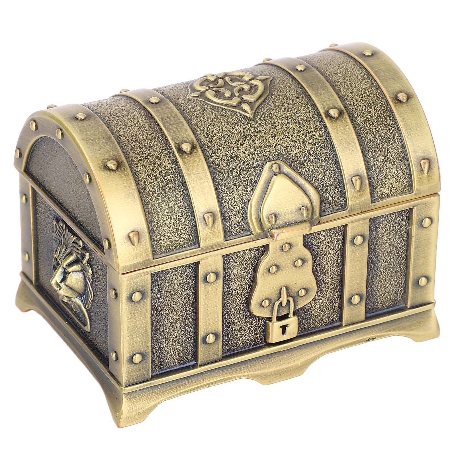 Jelquix Vintage Jewelry Box, Zinc Alloy Pattern Bracelet Container with Soft Velvet Lining for Earrings Necklace (Bronze)