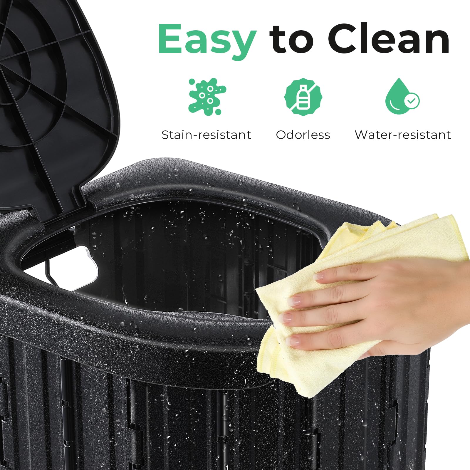 WC da campeggio, WC portatile per adulti, WC da campeggio con borsa, vasino da viaggio per campeggio, escursionismo, viaggi su strada, auto, tenda, camionisti (nero) 40 cm (altezza)