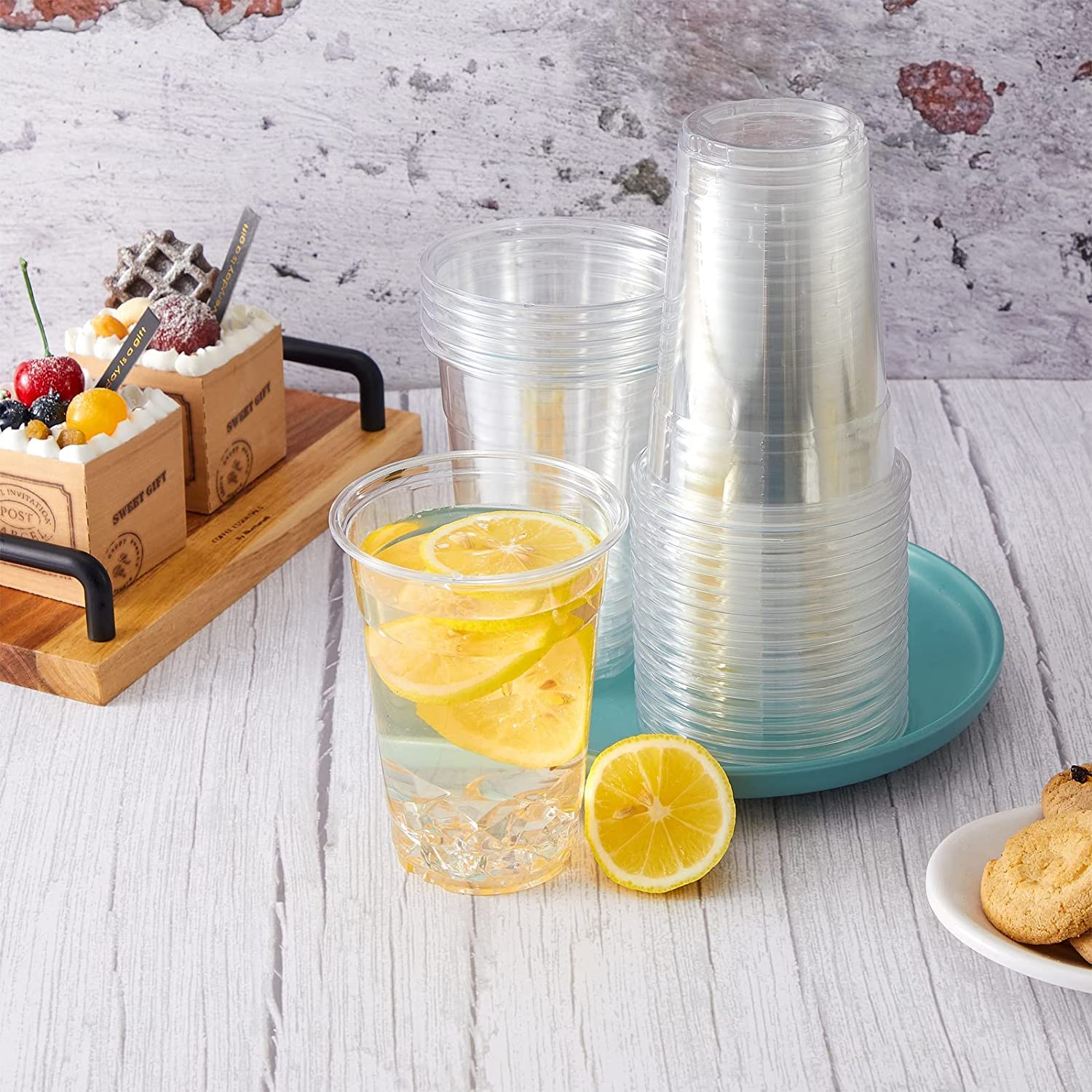 e!Orion Vasos de Plástico Desechables de Polipropileno - Vasos Transparente de Bebida Reutilizable, Material Ecológico - Ideal para Fiesta, Bodas Cumpleaños y Navidad - 350 ml, 1440 Unidades
