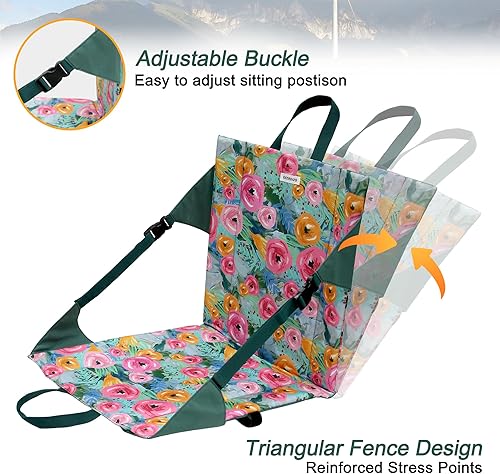 Miniatura 4 de Cojín portátil para asiento de estadio con respaldo, asiento acolchado, silla de campamento plegable ligera, correas ajustables para senderismo,