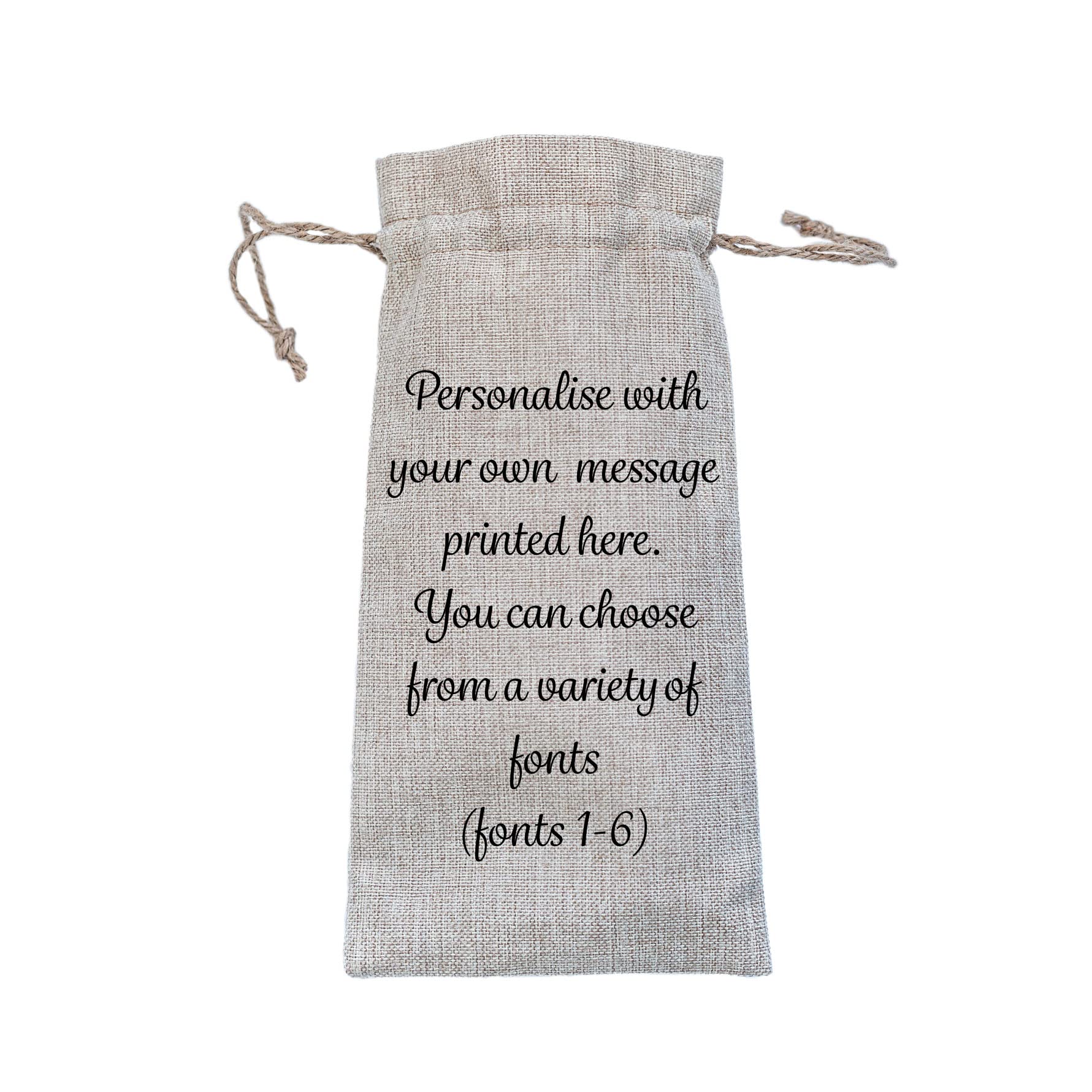 Personalised Burlap Bottle Gift Bag, Custom Your Own Message Wine Gift Bag