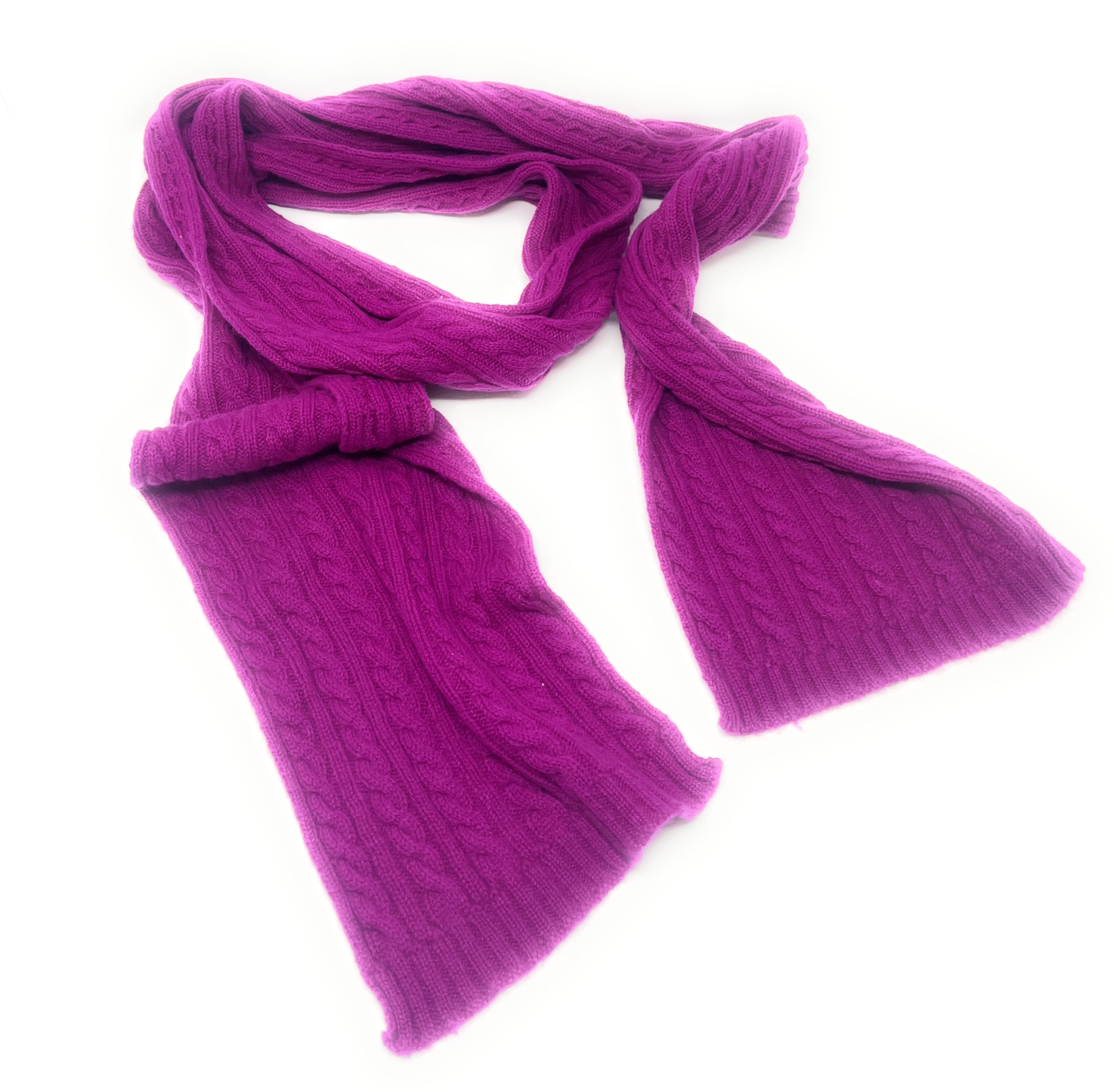 Sciarpa unisex lavorata a maglia 100% cashmere viola