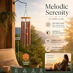 UpBlend Outdoors Chimes de vent pour l'extérieur - 29" Chimes à vent rouge cuivre extérieur, Chimes Zen Garden pour Outdoors, Tin Windchime, Decor Windchimes pour maman, grand-mère, Cadeaux pour elle