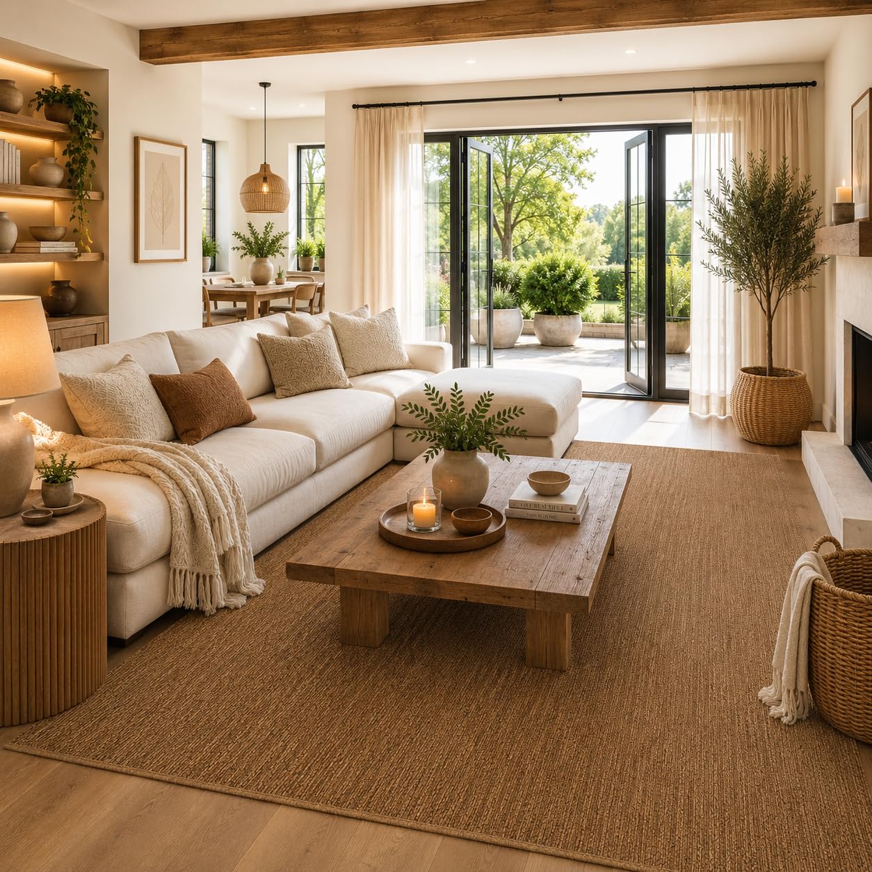 Snapstyle Tapis Porto Naturel Chiné Intérieur & Extérieur – Tissage Plat pour Balcon, Jardin et Véranda | Résistant aux Intempéries