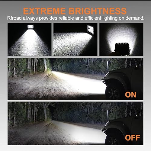 Miniatura 7 de RFROAD LIGHTING 2 unidades de luces LED de conducción de 3" de 100 W súper brillantes, luces LED de cubo, luces de trabajo cuadradas para camión,