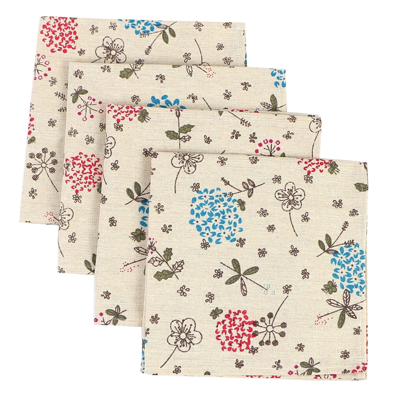 Servilletas de Tela, Servilletas de Tela con Estampado Floral Multicolor, Estilo japonés, 40x40cm, 6 uds(4pcs 40x40 G)