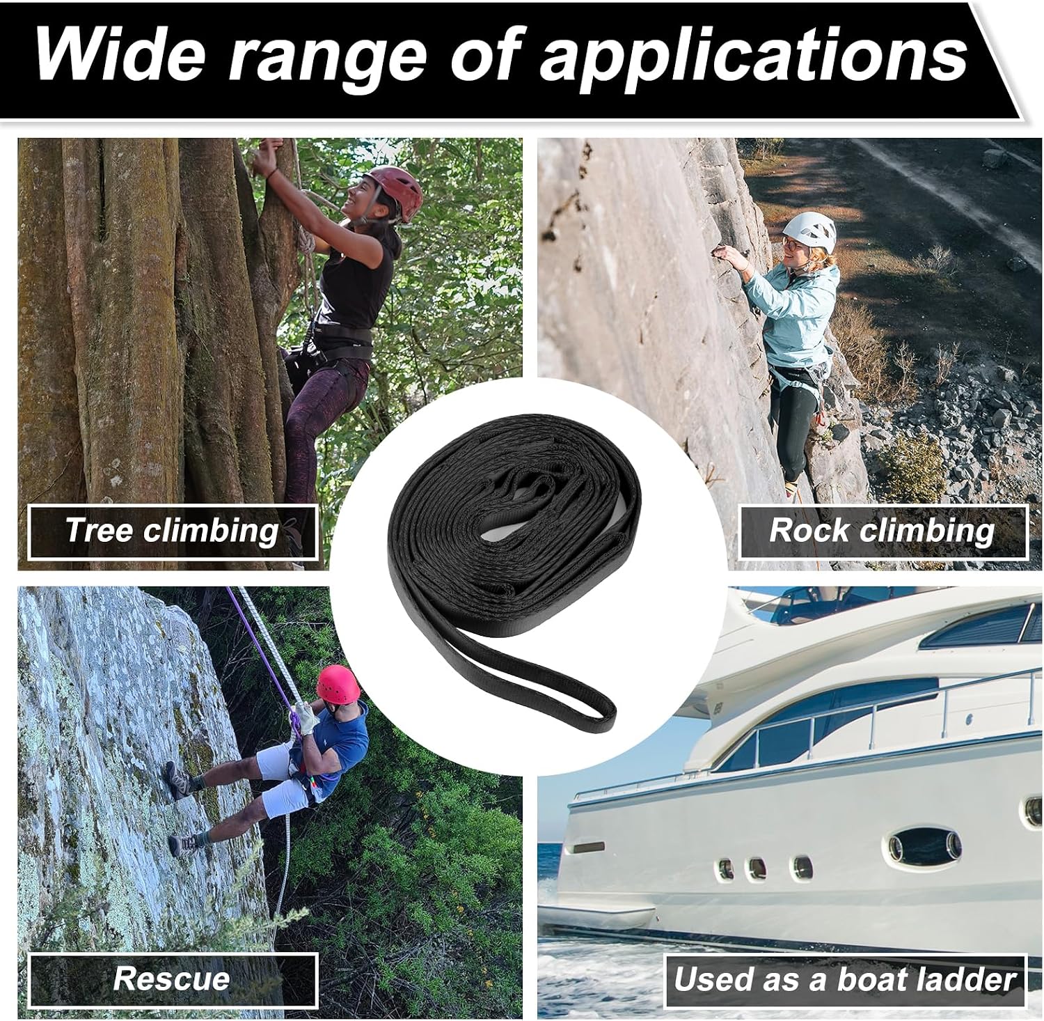 Gosknor 3-Step Hunting Climbing Aider, Portable Tree Climbing and Boat Webbing Rope Ladder Lightweight Hunting Rope Ladder for Hunting Safety Outdoor