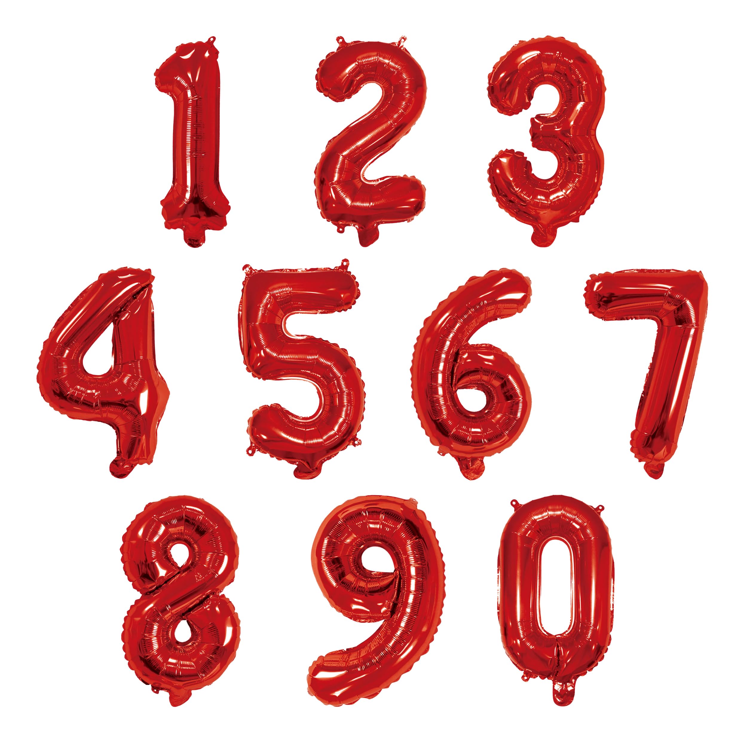 16 Inch Foil Mylar Number Balloons 0-9 for Party Decoration (Red)