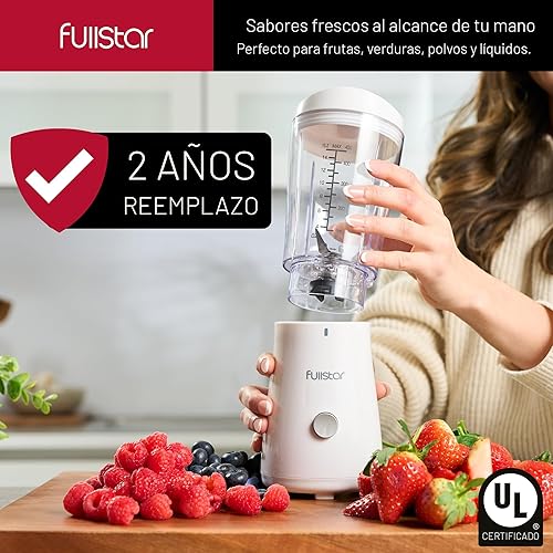 Miniatura 2 de Fullstar Licuadora portátil para batidos y batidos  Mini licuadora personal de viaje de 15 onzas con tapa para sorbo, batidora compacta para