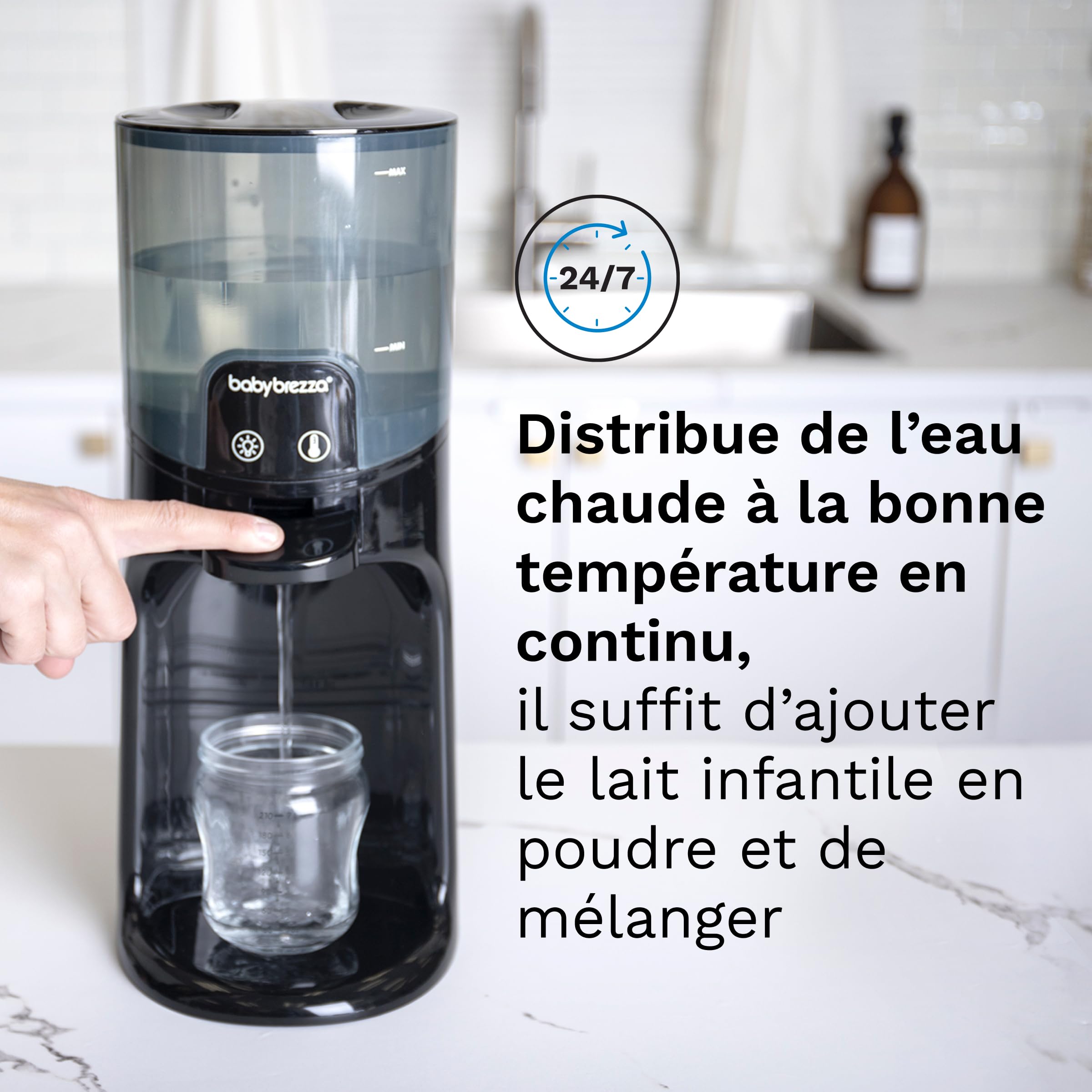 Baby Brezza Instant Warmer Chauffe-biberon/distributeur d'eau chaude Noir | Distributeur d'eau chaude disponible 24h/24 et 7j/7 pour un biberon prêt rapidement, alternative à une bouilloire électrique