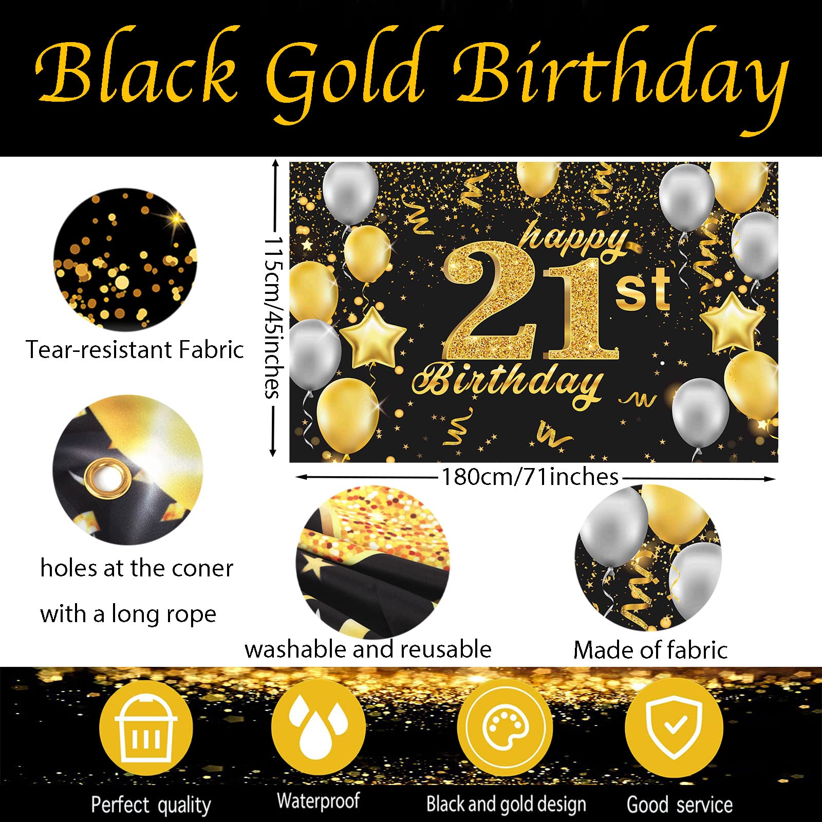 Decorazioni Compleanno 21 Anni Set, Palloncini 21 Anni Compleanno con Palloncini Verdi Oro, Festoni Compleanno, Striscione Buon Compleanno, Topper Torta Compleanno, per Compleanno 21 Anni Uomo Donna