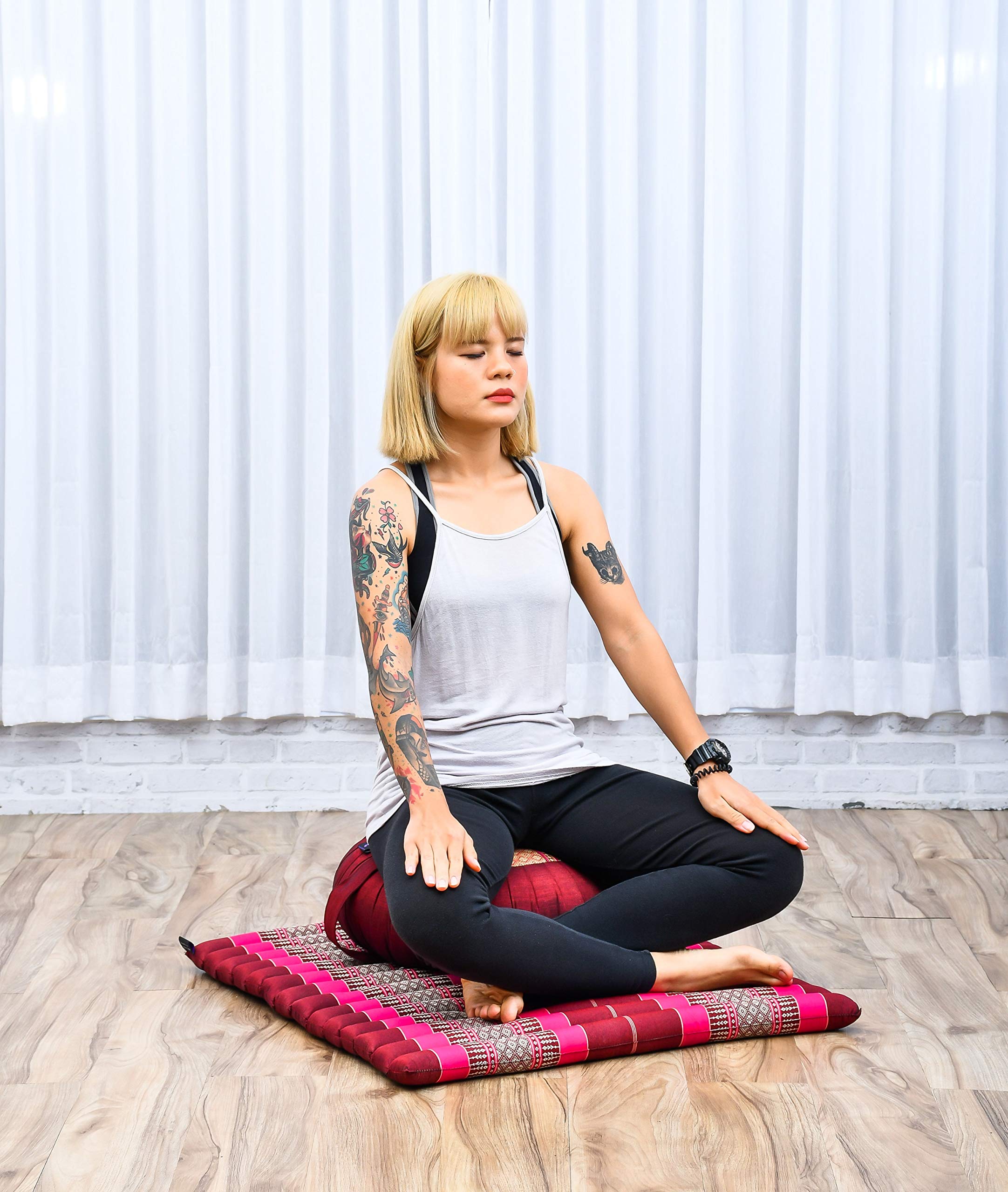 Leewadee Zestaw Medytacyjny Zafu & Zabuton - Poduszka do Medytacji Kapok Joga Zen Zazen