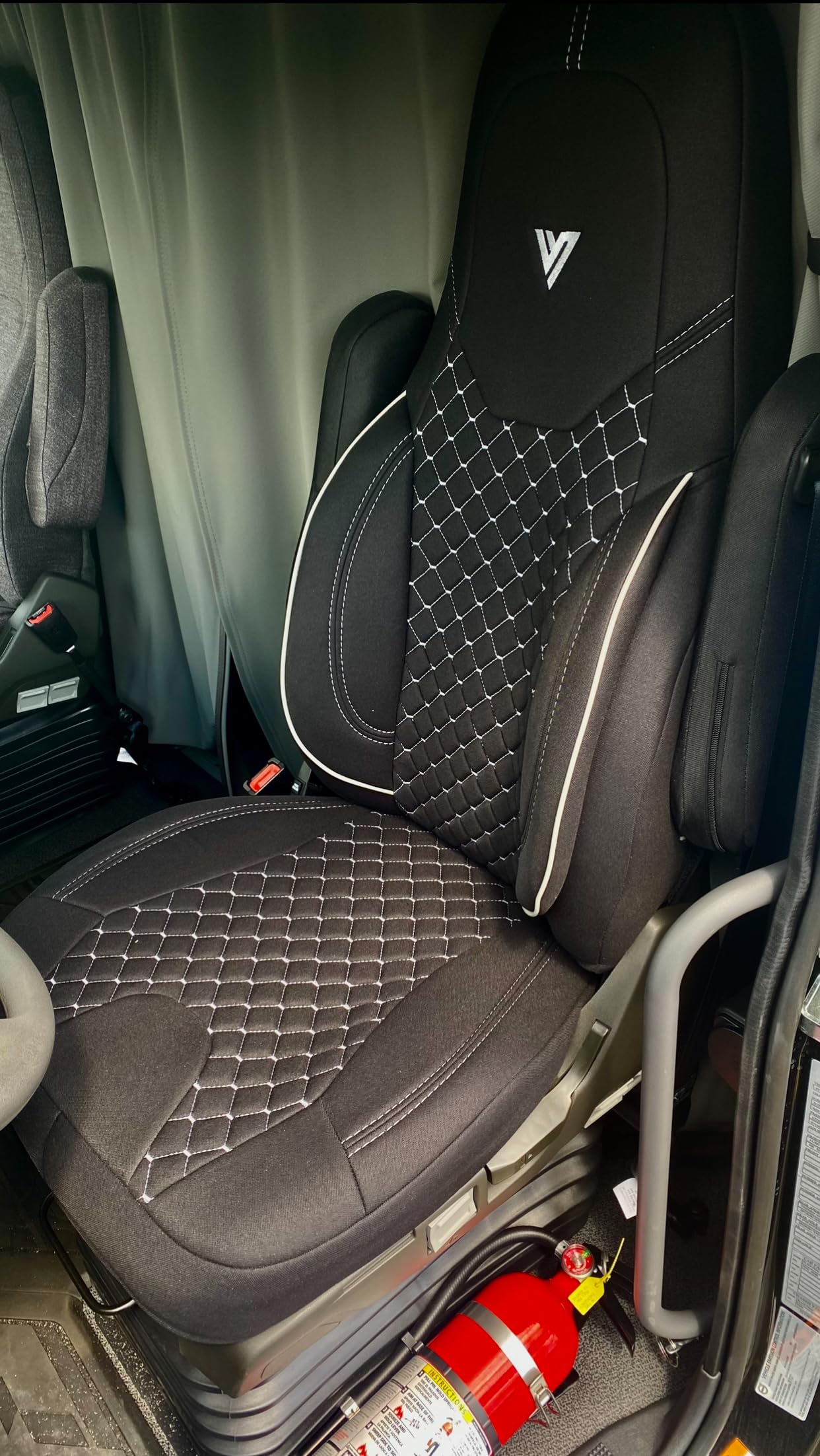 Armrest Cover Set For Volvo VNL & VNR 2019-Present - Black Faux Leather Replacement Covers (Left & Right)