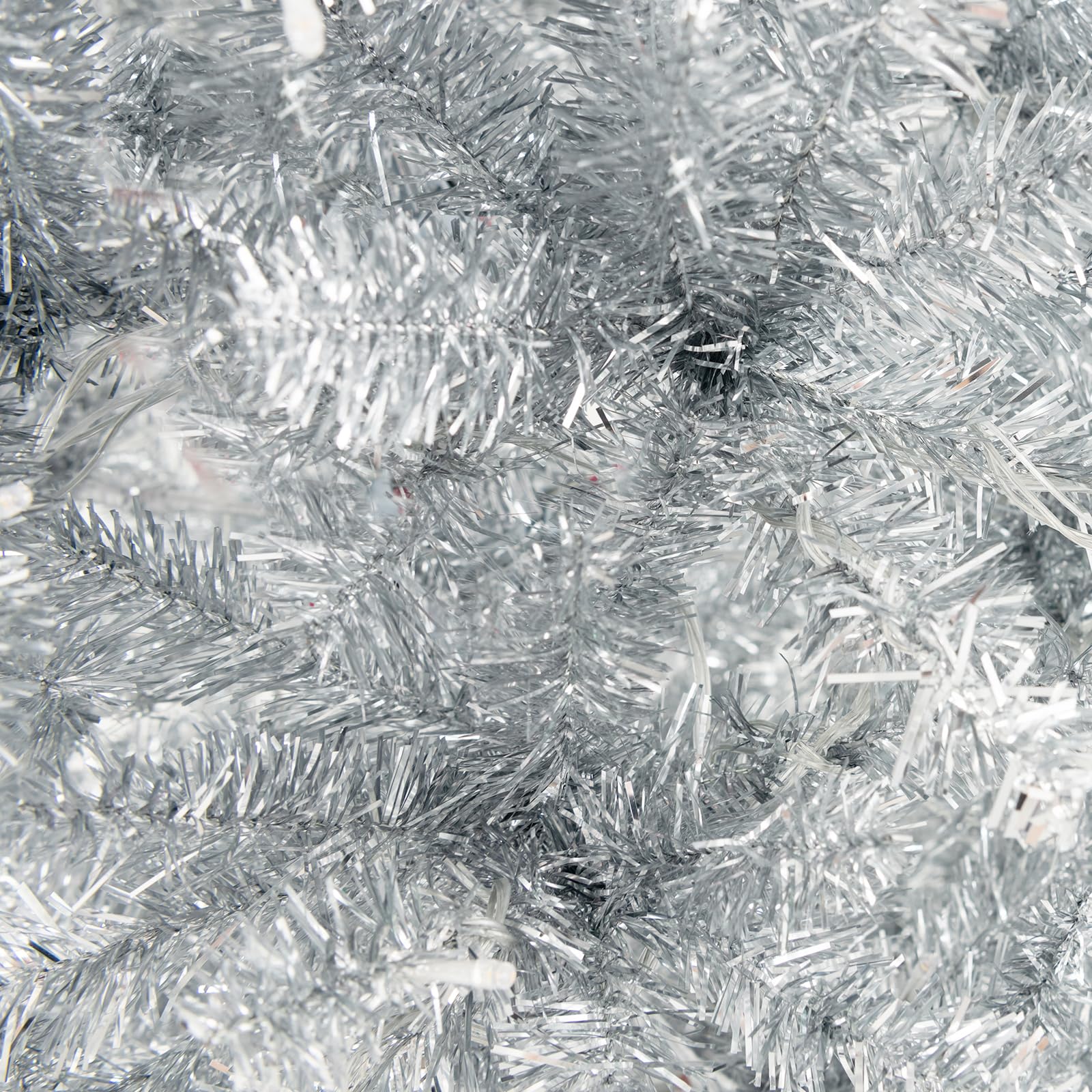LIFEZEAL Sapin de Noël Crayon LED Argent Élancé 180cm | Arbre de Noël artificiel réaliste avec 300 lumières LED et 790 branches