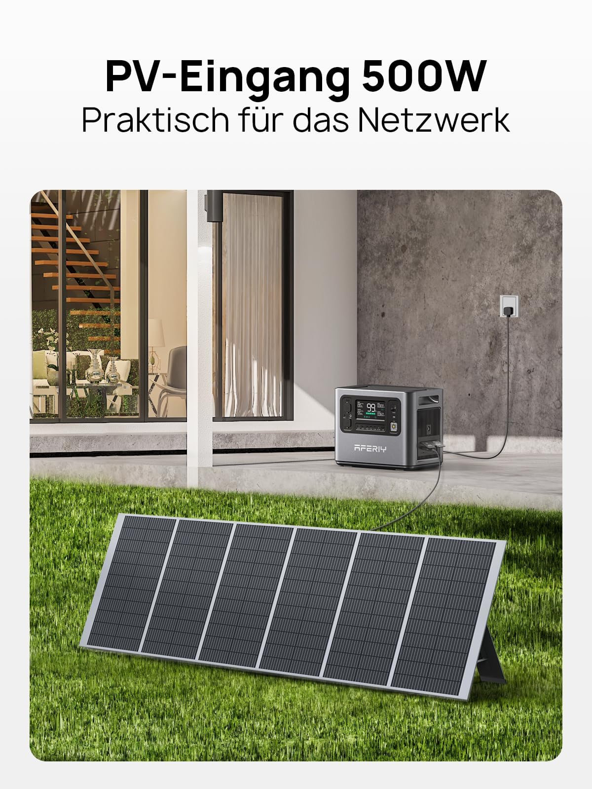 AFERIY 2400W2048Wh Solargenerator mit 200W Solarpanel, 1,5Std Schnellladung | Tragbare Powerstation, 13 Ausgänge, <10ms USV, mit APP, BMS, Reine Sinuswelle 230V, für Camping/Wohnmobil/Garten/Notfall