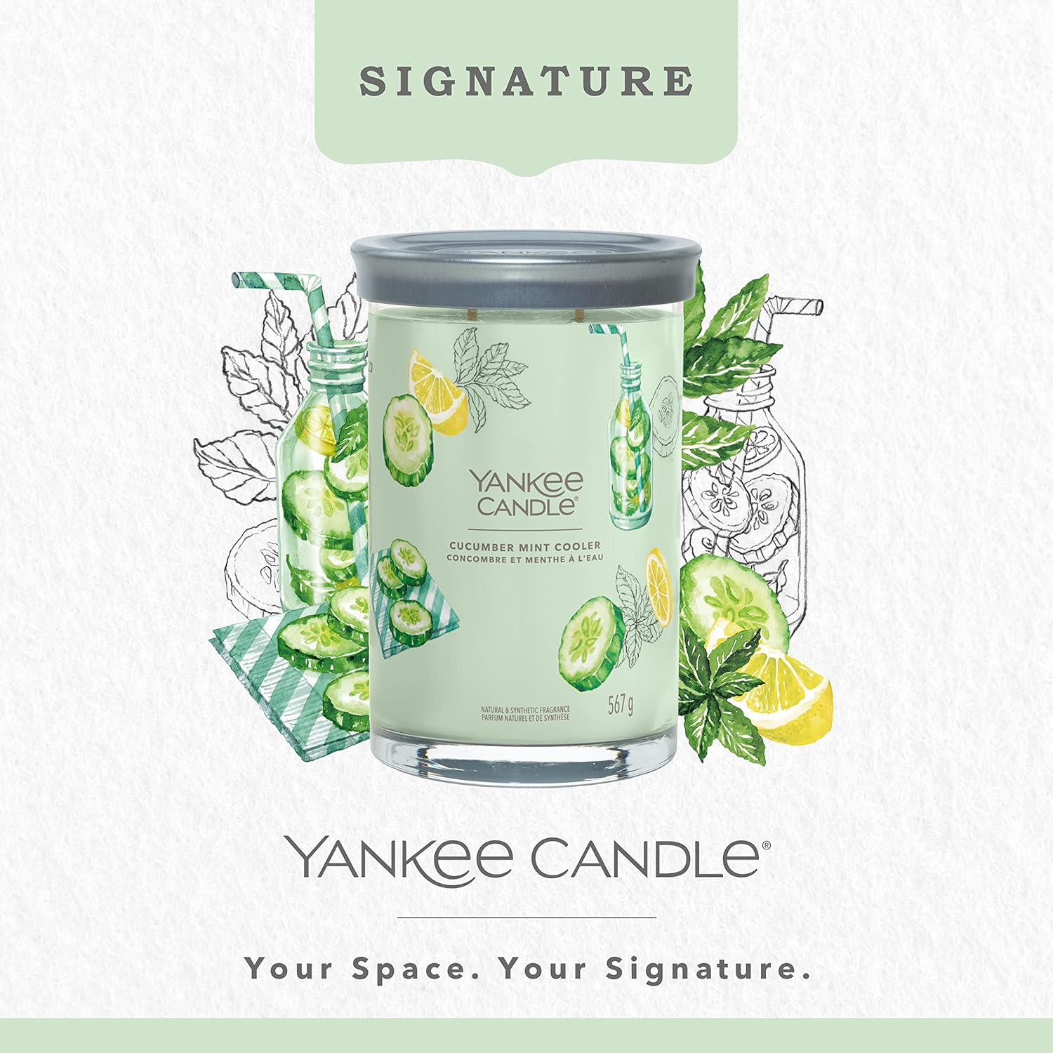 Yankee Candle Signature Scented Candle | Cucumber Mint Cooler Large Tumbler Candle with Double Wicks | Soy Wax Blend Long Burning Candle | Perfect Gifts for Women