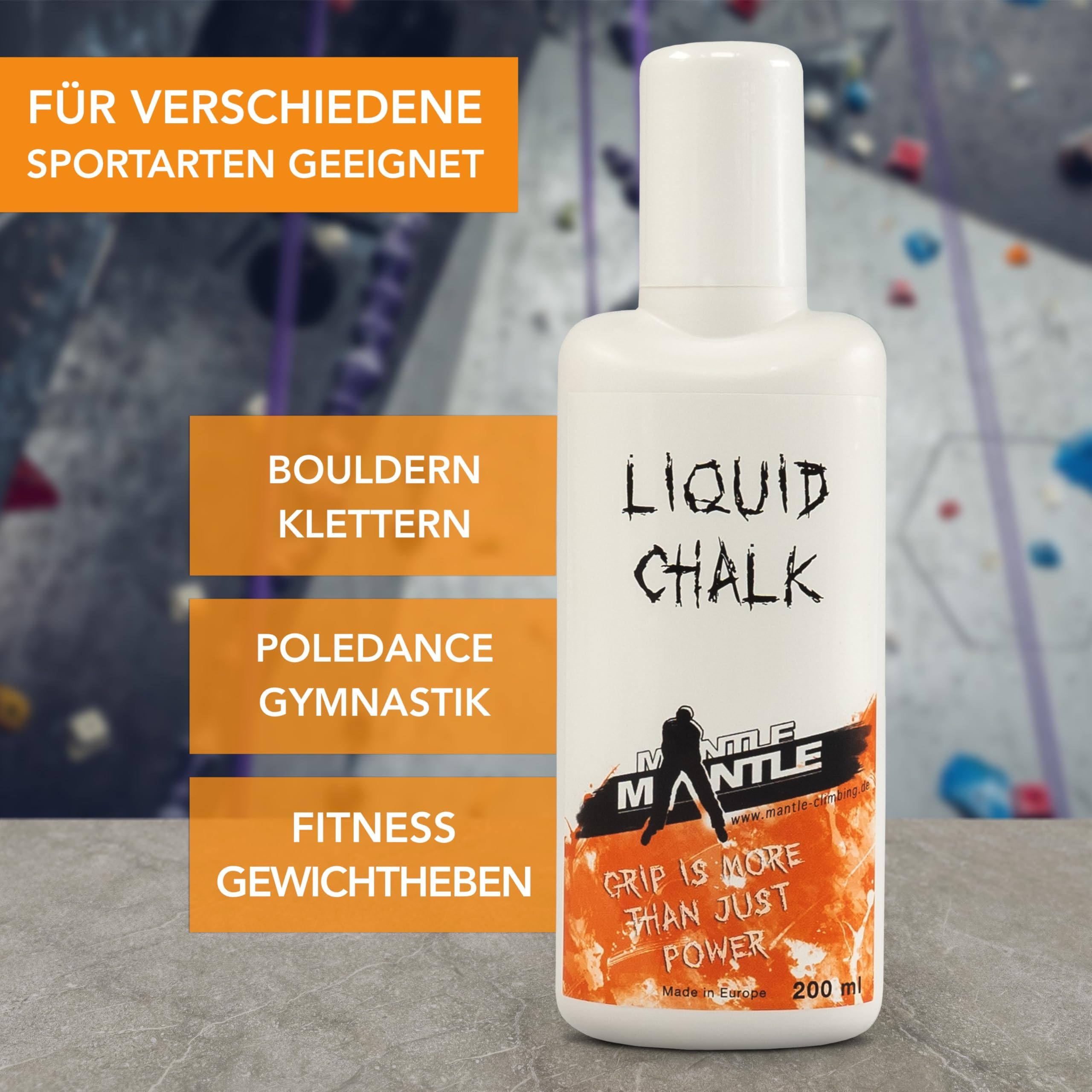 Mantle - Liquid Chalk 200 ml und 100 ml oder 150 ml Flüssigkreide Kletterkreide in verschiedenen Packungen zum Bouldern Klettern Gym Gewichtheben