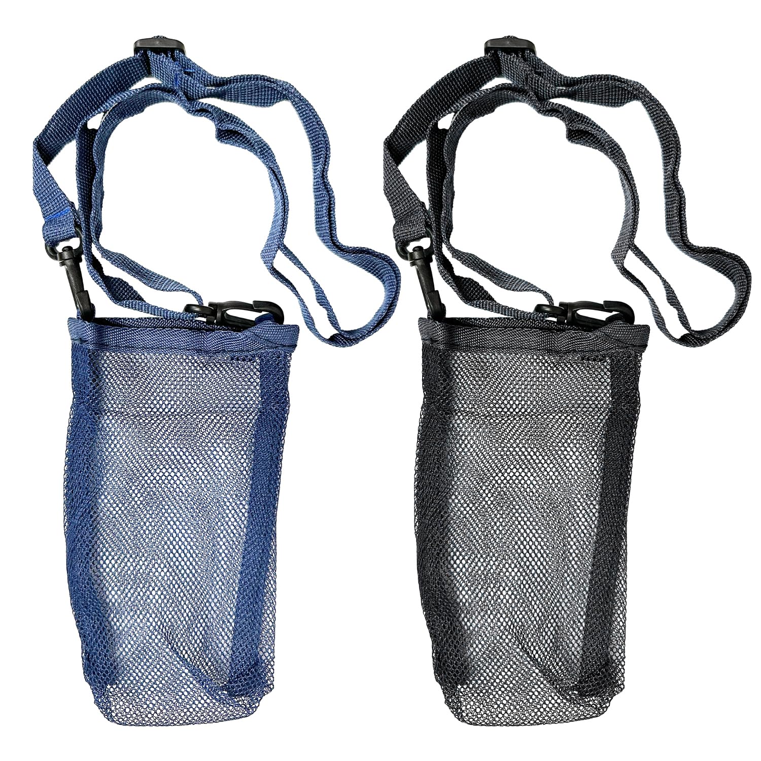 MEMOFYND Portabottiglie per Acqua 2 pezzi Con tracolla regolabile, tasca Per bottiglia d'acqua Per l'escursionismo, la Corsa a Piedi, il Camping (Nero, blu Airone)