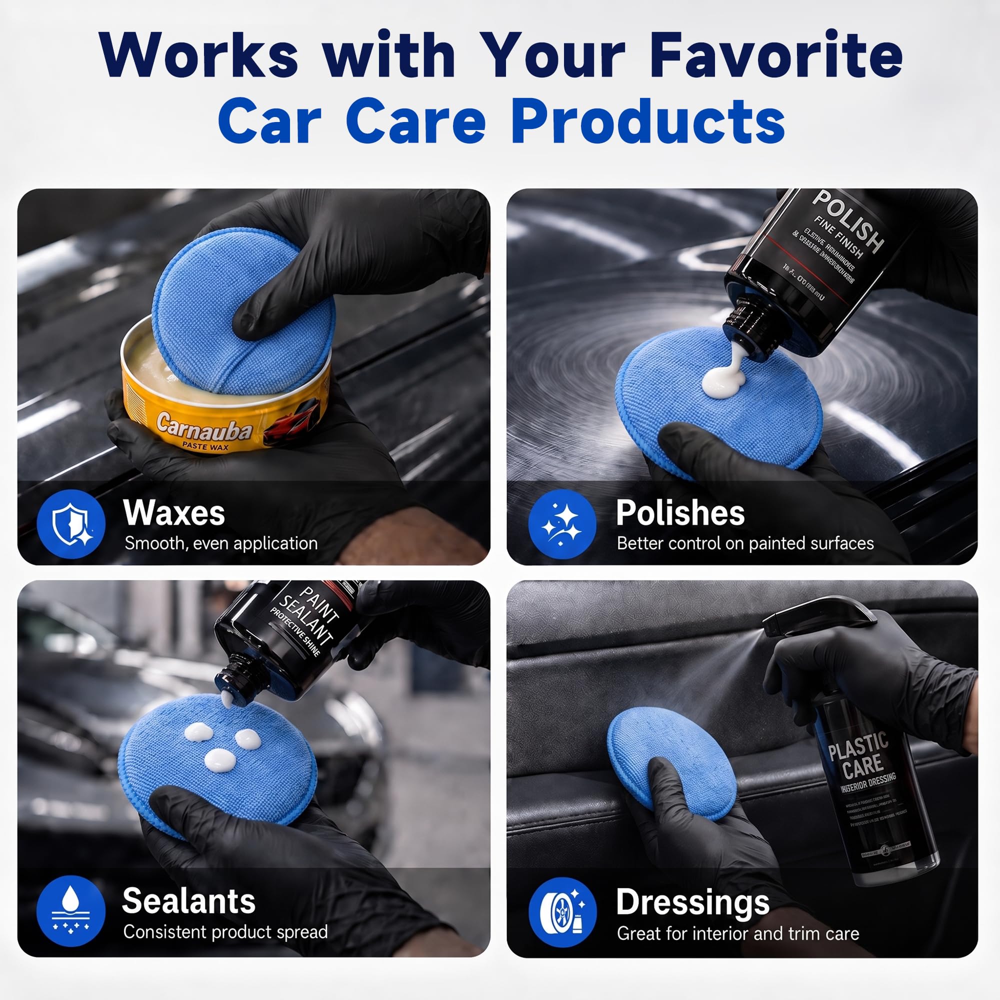 Car Wax Applicator Pads - 6 Pack for Detailing -4 Car Wax Applicator Pads - 6 Pack for Detailing -4