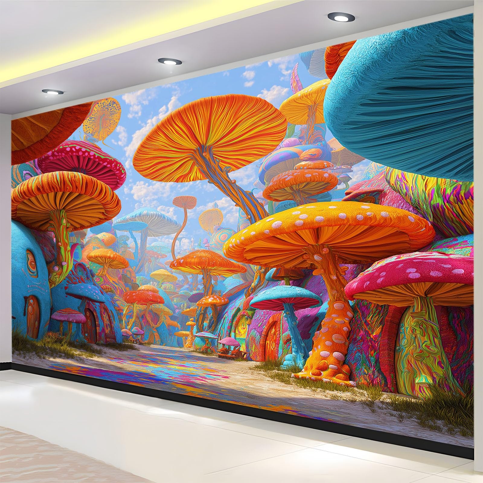 Tapeta 3D, las grzybowy, 250 x 175 cm, murale ścienne, sztuka cyfrowa, flizelina, fototapeta, do salonu, sypialni, pokoju dziecięcego, biura, dekoracja, łatwa instalacja