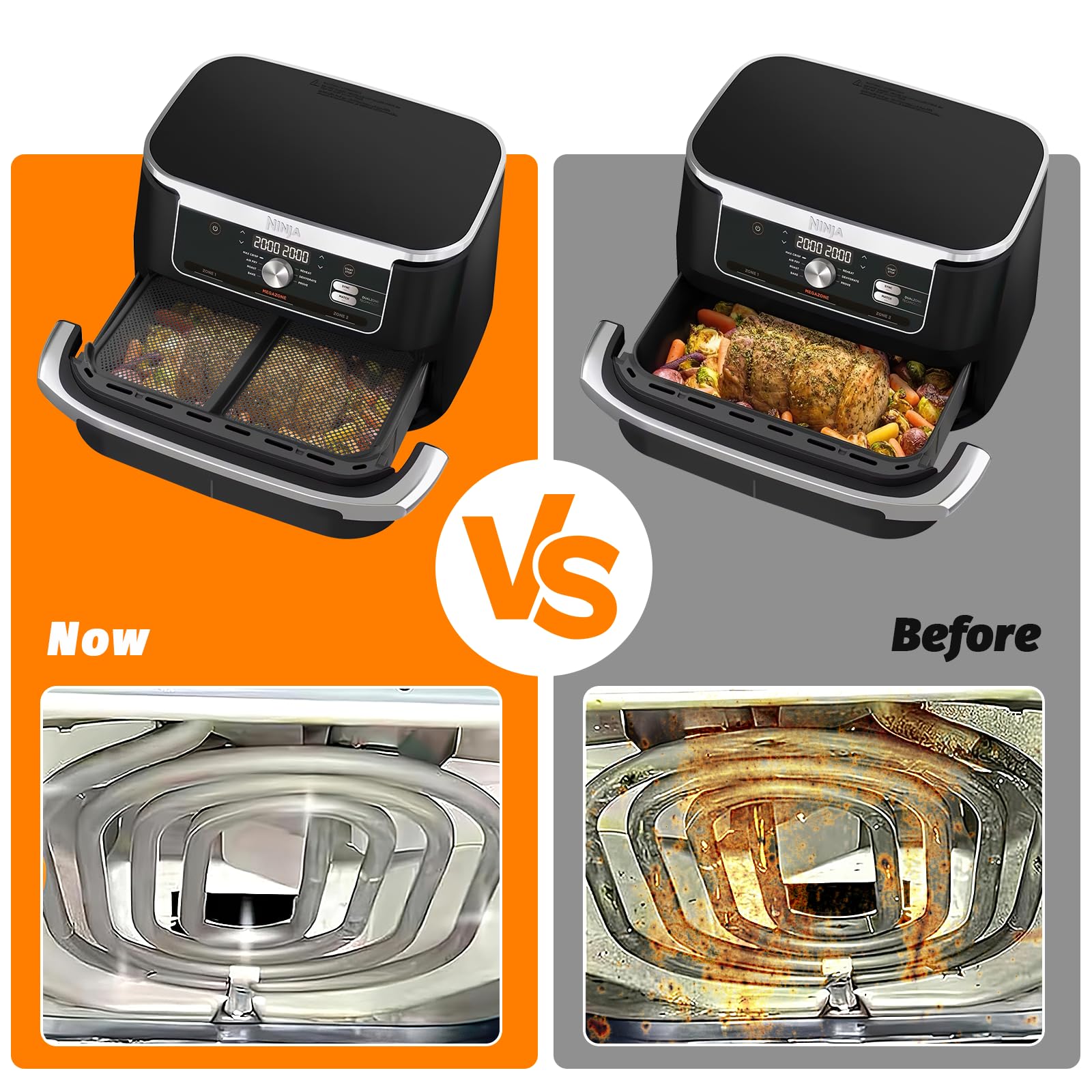 2 Grilles Anti-Projection Pour Air Fryer Ninja AF500EU 10.4L - Silicone Et Acier, Anti-Éclaboussures Graisse