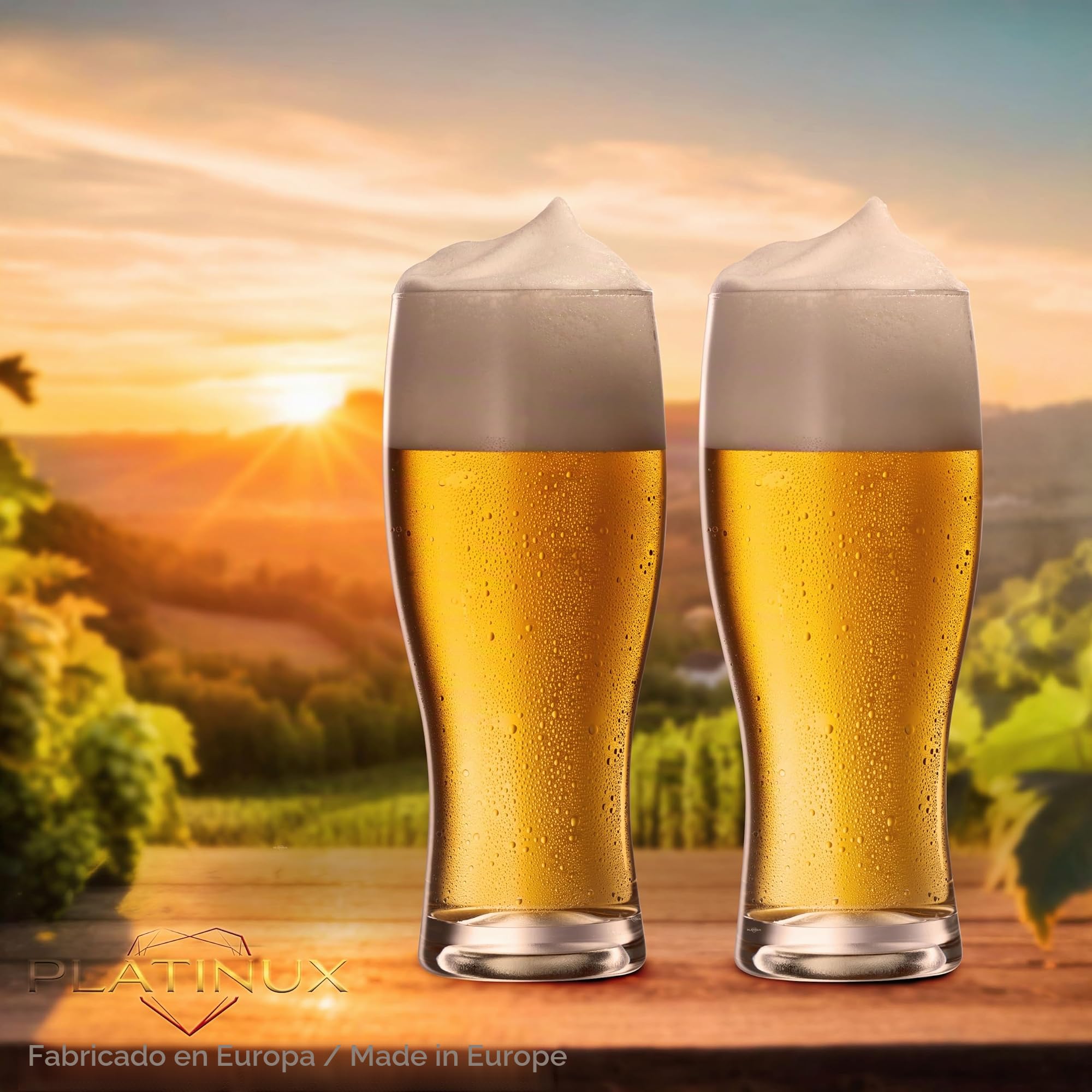 PLATINUX Vasos de cerveza de 500 ml (máx. 640 ml) de cristal, juego de 6 piezas, vaso de cerveza alto 0,5 L