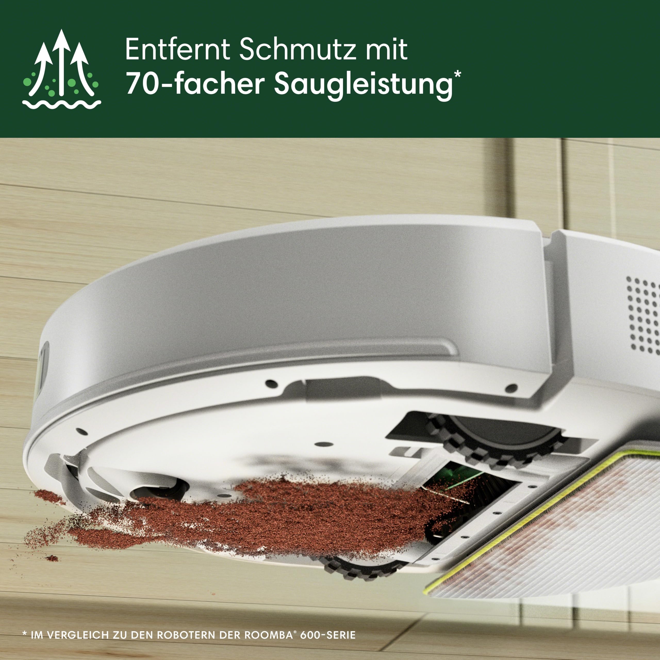 iRobot Roomba 105 Combo - Saugen + Wischen - Clearview LiDAR - 7000Pa - 120 mins- SmartScrub - Umfährt Hinderniss - Reinigungszonen - Aufladen und Fortfahren - App - Weiß
