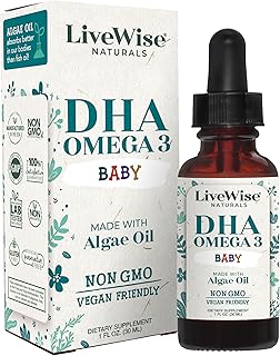 DHA Omega 3 Liquid Drops - Baby Vitamin DHA Omega 3 for Infant - Vegan Friendly, Great Tasting - Omega 3 Supplement w/Orga...
