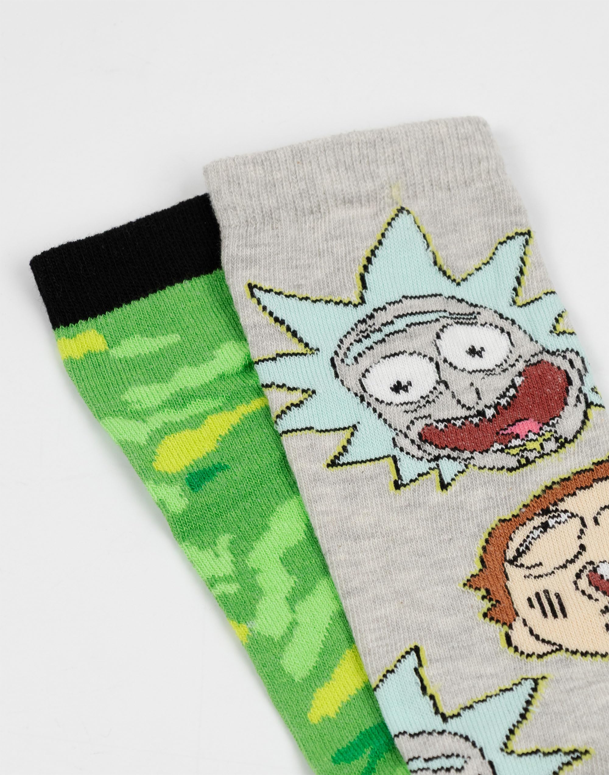 RICK AND MORTY Calzini verdi da uomo, set da 5 | Divertenti fantasie con i personaggi di Rick & Morty | Abbigliamento quotidiano | Calzini comodi per i fan | Merchandise R&M