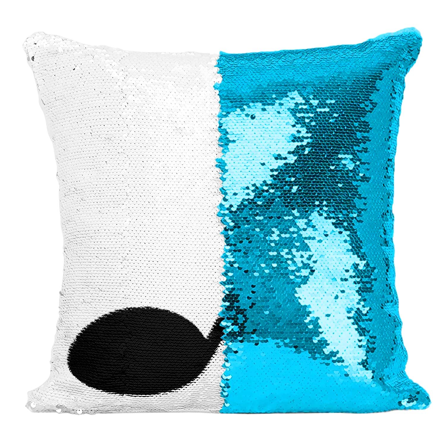 Coussin paillettes turquoise pour salon de musicien