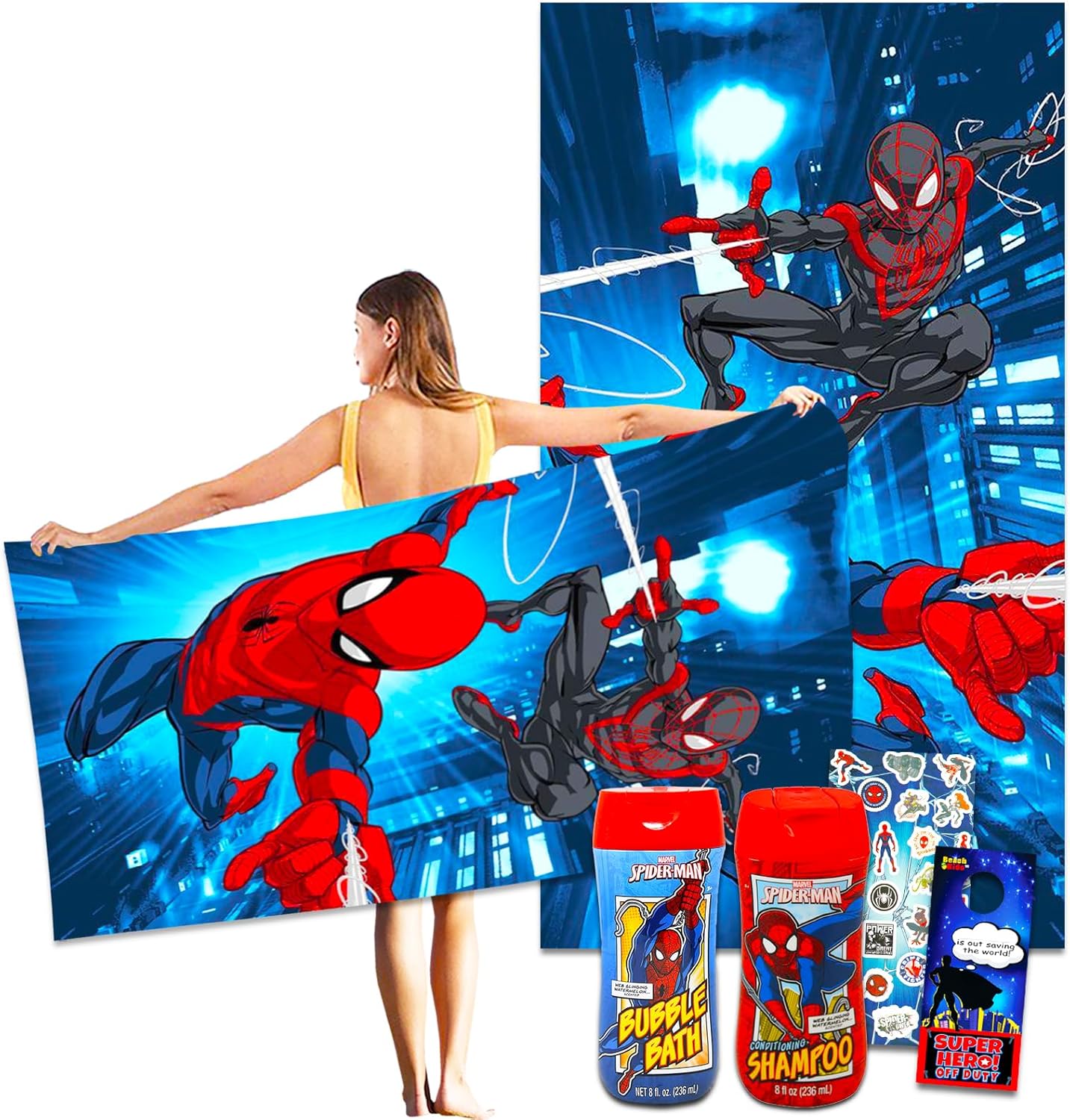 Spiderman Bath Towel Set for Kids Bundle with 40x72