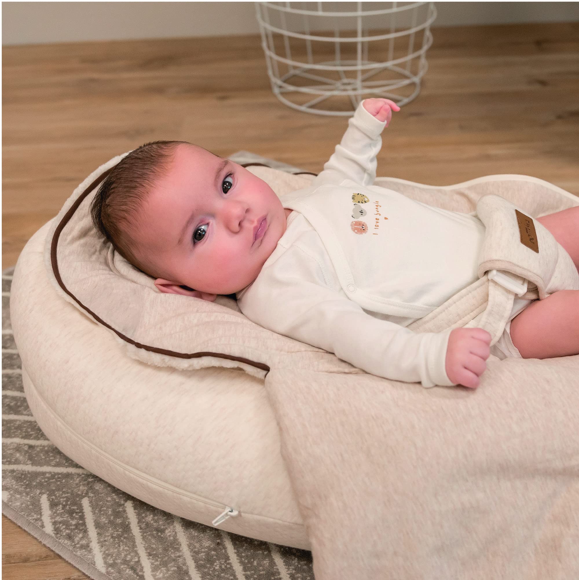 Domiva 2100051 - Cojín de Lactancia multifunción 4 en 1 Suave Nova Beige único cojín de 202 cm (40 x 75 x 22 cm)