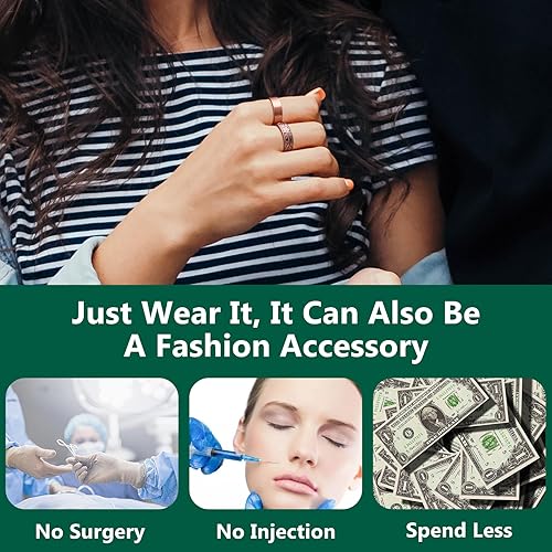 Miniatura 3 de Jecanori 2 anillos de cobre para mujeres y hombres, anillo de cobre de terapia magnética, regalo de joyería ajustable con caja (flor vintage, sin