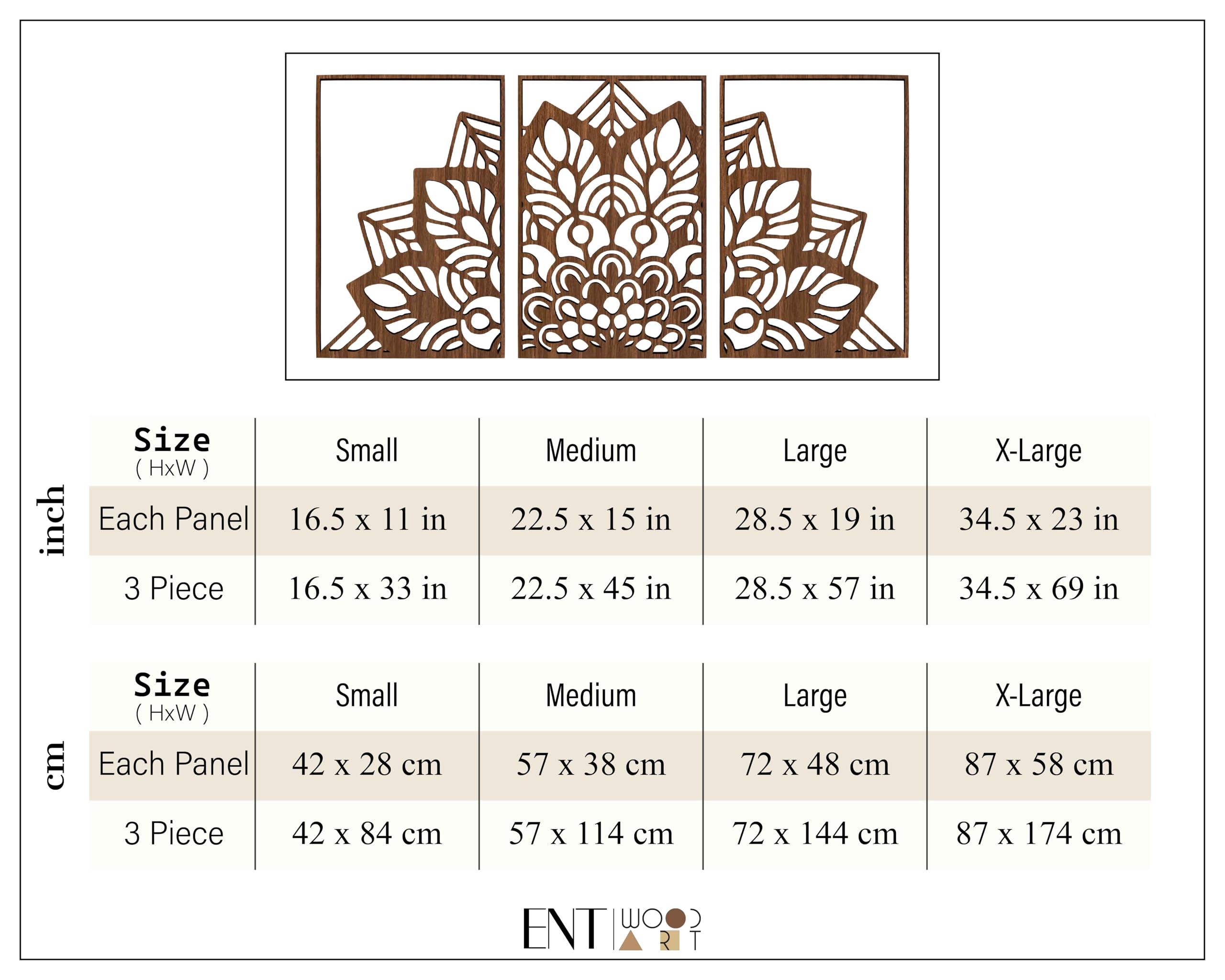Sacred Lotus Mandala Holz Wandkunst Triptychon Moderne Zen Innen Holz Wanddekoration Boho Floral Geometrie Paneele Home Akzente Geschenk für Wohnzimmer und Schlafzimmer