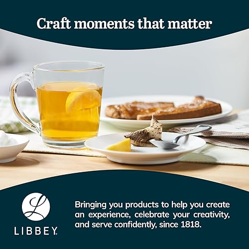 Miniatura 6 de Libbey Juego de 12 tazas de vidrio multiusos de 13.5 onzas, modernas, transparentes, en ángulo, con mango D, tazas de té gruesas para bebidas