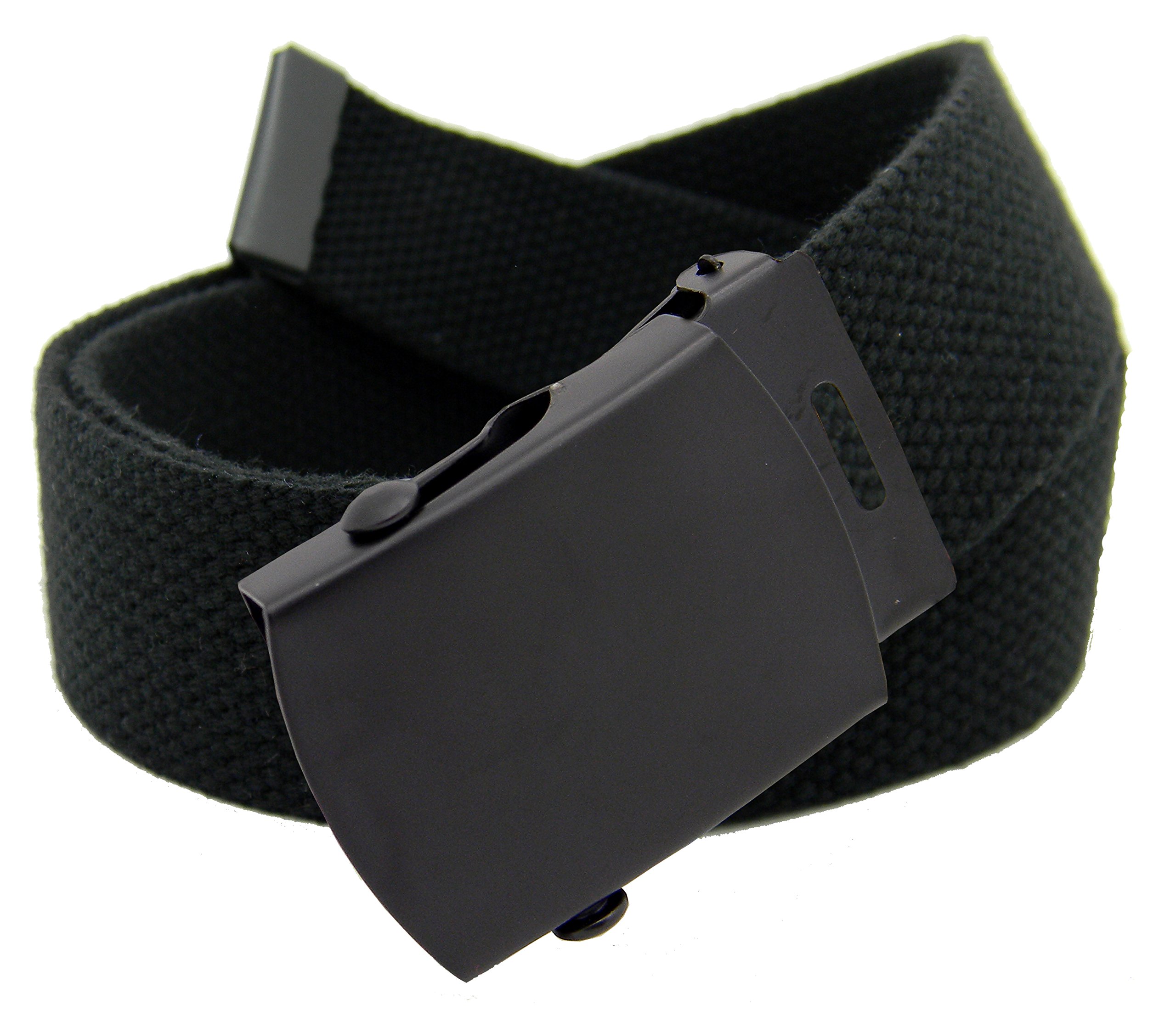 Mens Black Slider Military Belt Buckle With Canvas Web Belt
