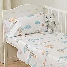 TRAMAS+ Crib Sheet Set 50X80 100% Cotton, Baby Bedding Set, Cot Linen, Fitted Sheet, Flat Sheet and Pillowcase - Mushie