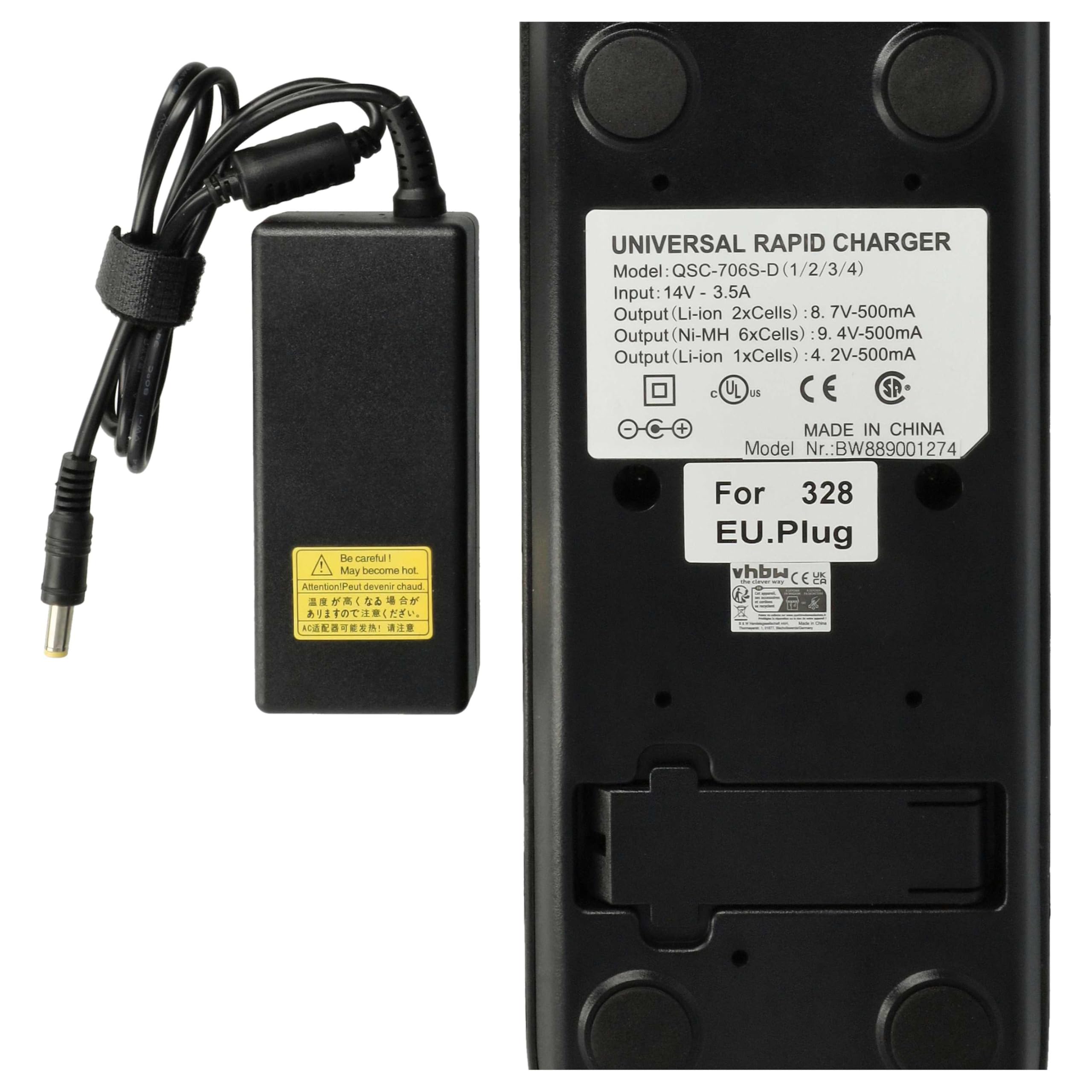 vhbw Cargador 6 Compartimentos Compatible con Motorola NNTN5510BR baterías de Radio - Estación de Carga + Fuente de alimentación, 8,4 V, 0,4 A