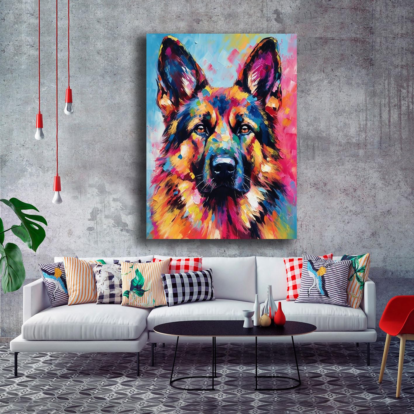 Stampa Su Tela HTCARWAT Con Cane Blu – Poster D'Arte Astratta Moderna, Quadro Minimalista Per Camera Da Letto O Soggiorno, Regalo Per Amanti Dei Cani