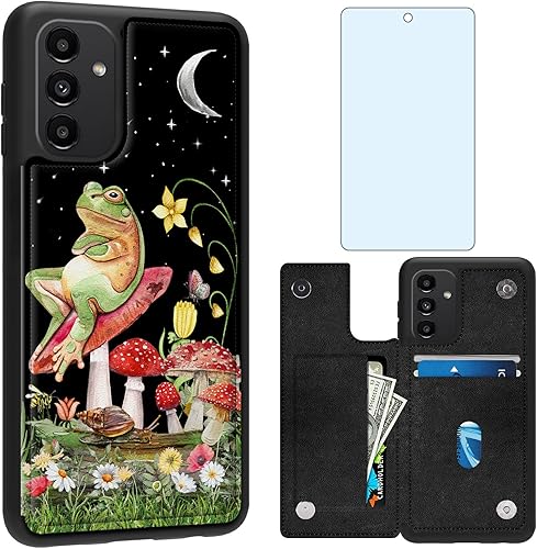 EDGFRTOIO Funda para Samsung Galaxy A13 5G con tarjetero y protector de pantalla, funda de piel con tapa para tarjetas incorporadas, función atril,