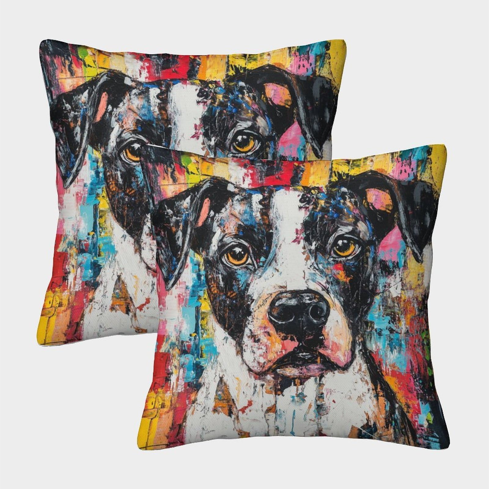 QFVANSIYO 3D Printed Colorful Dog Theme Microfiber Pillowcase Bedroom Decor Vibrant Dog Pattern Pillow Cover for Adults Teens 50x50cm