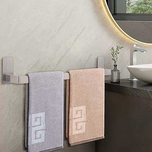 Miniatura 7 de NearMoon Toallero autoadhesivo para baño, cuadrado de acero inoxidable, estante de pared para baño, toallero para colgar, estilo contemporáneo,