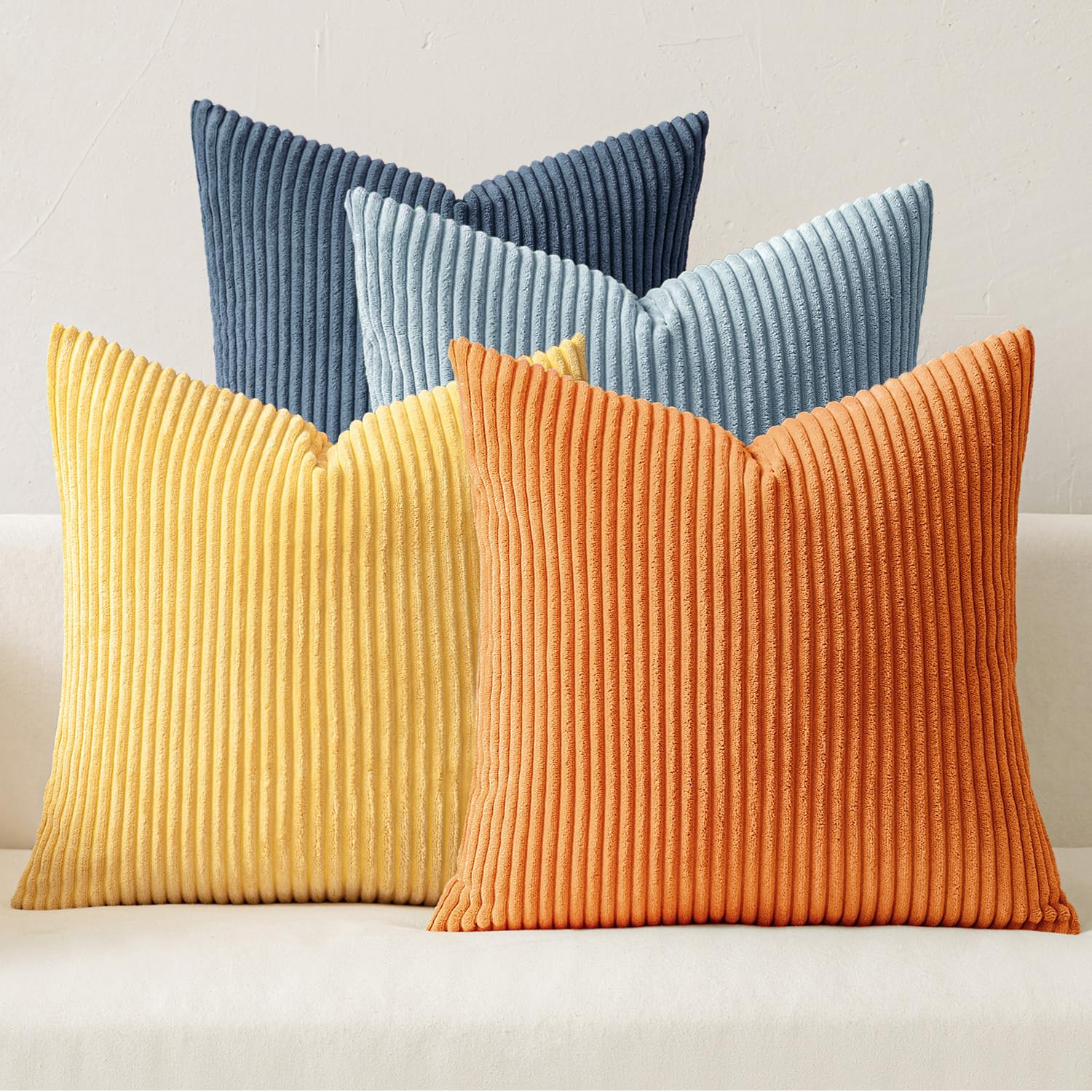 Pack of 4 Blue-Orange Throw Pillow Covers 18x18