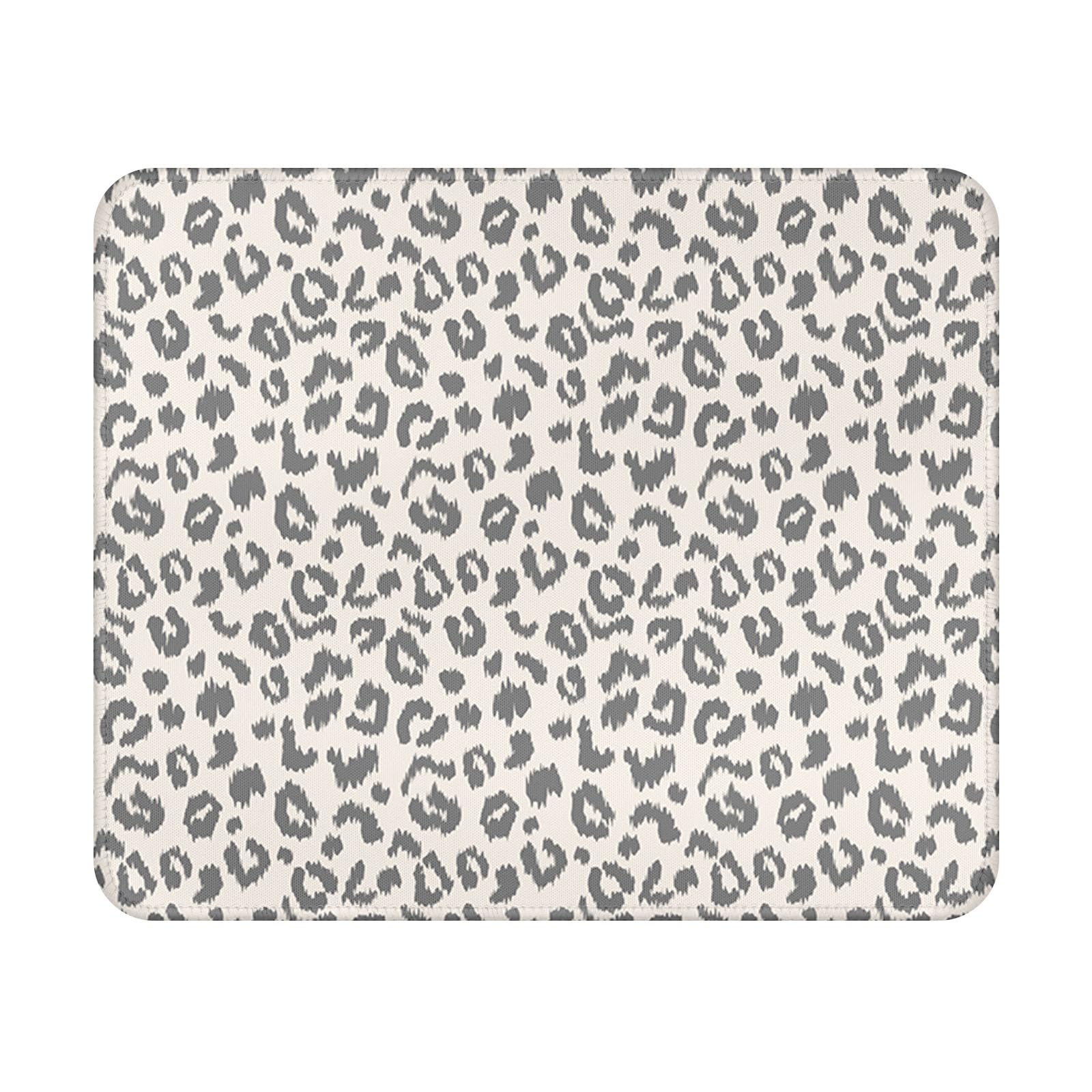 Leopard Mouse Pad - 9.5x7.9 Inch Grey Cheetah Mousepad Animal Print Keyboard Mat with Anti-Slip Rubber Base for Computer Mouse Keyboard Home and Office