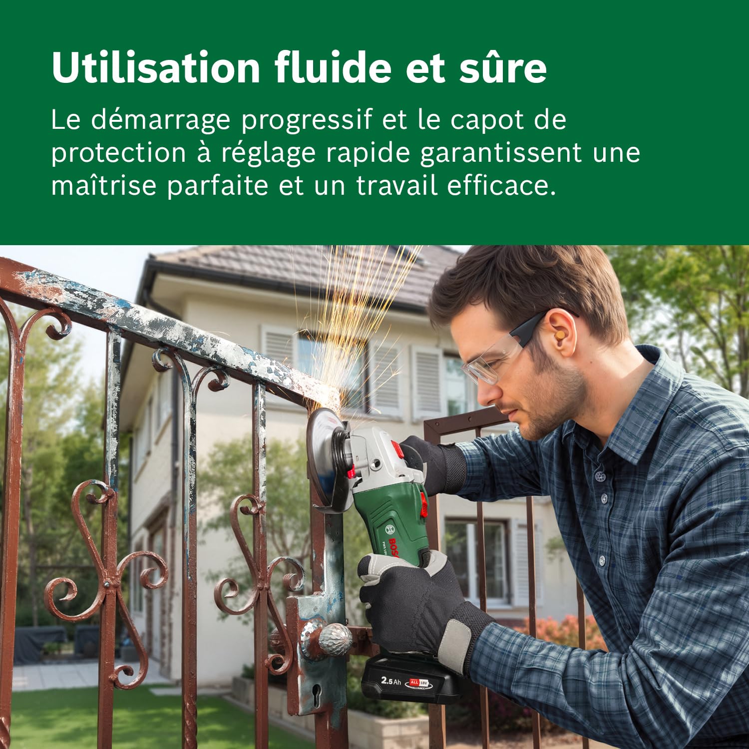 Bosch 18V System meuleuse angulaire sans fil PWS 18V-70 (pour les petits et moyens projets de tronçonnage et meulage ; diamètre de disque : 115 mm)