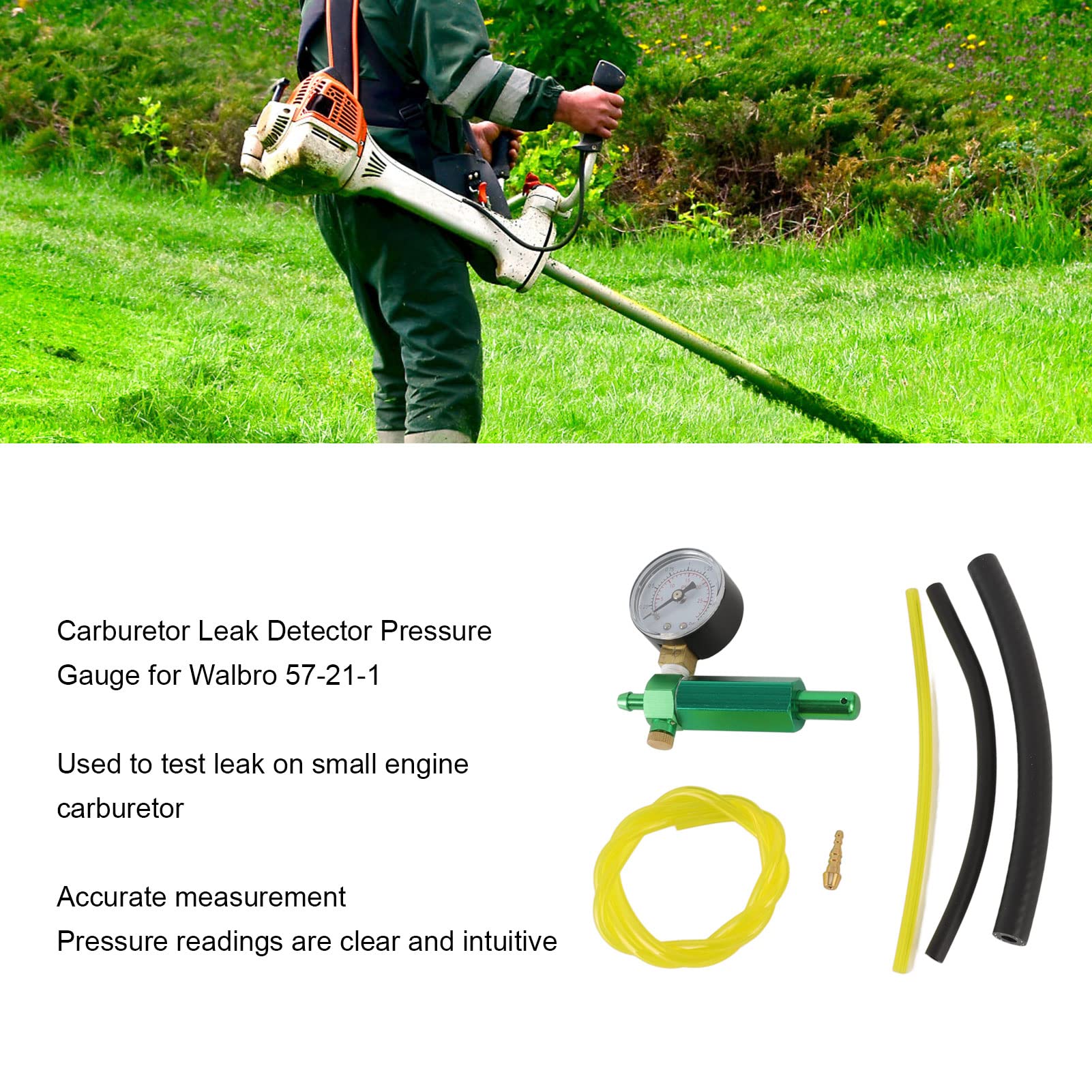Focket Detector de Fugas de Carburador Compatible con 57-21-1, Repuesto de Medidor de Presión de Carburador para 57211, Herramienta de Prueba de Presión de Aceite