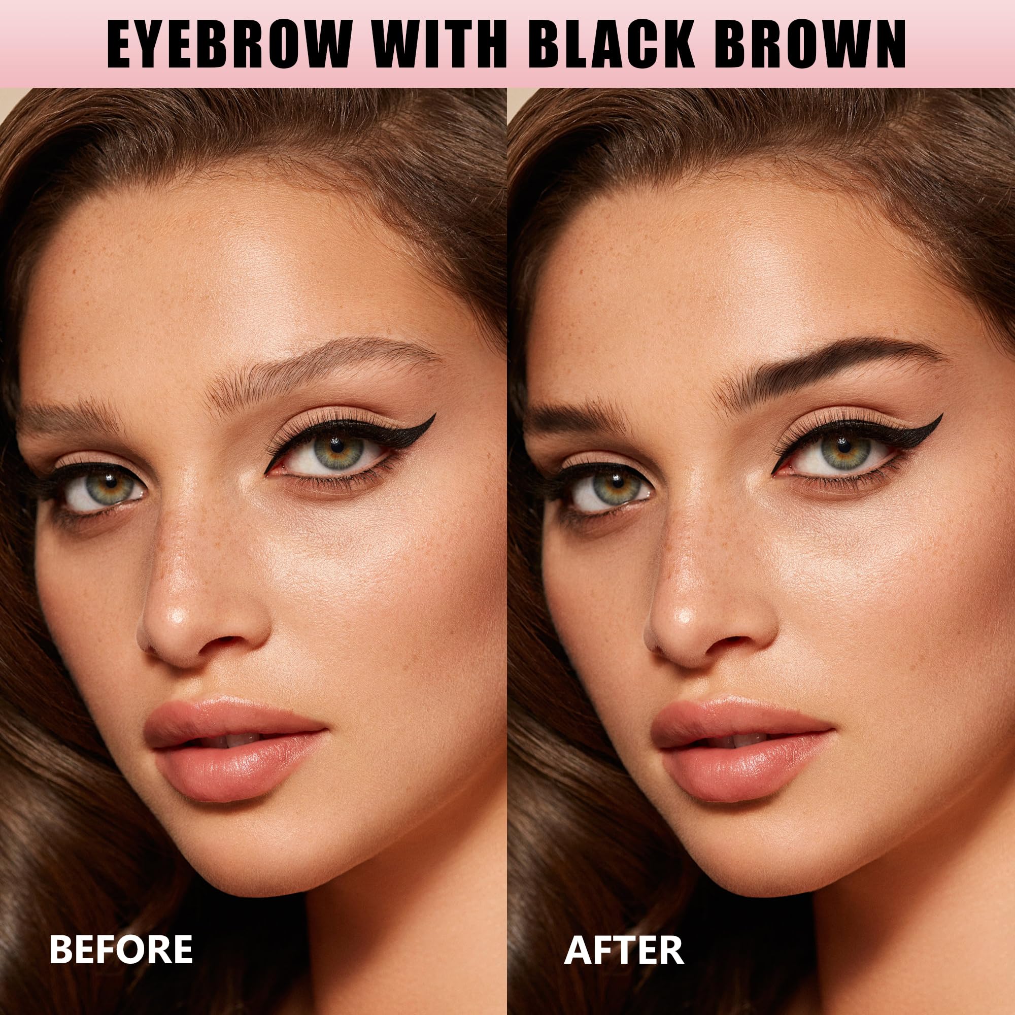 QIC Penna Sopracciglia, Effetto Pelo Matita Sopracciglia Impermeabile & No Transfer, Lunga Durata Up to 12H Matita Sopracciglia Microblading, Cruelty-Free (06 Black Brown)