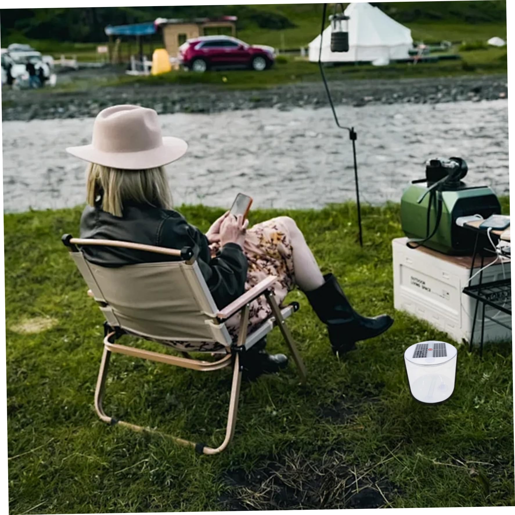 Linterna solar de camping portátil e inflable de 3 piezas con asa y válvula, impermeable, 1000 mAh, 4-10 h de luz blanca para pesca, tienda de campaña, picnic, barbacoa y actividades al aire libr