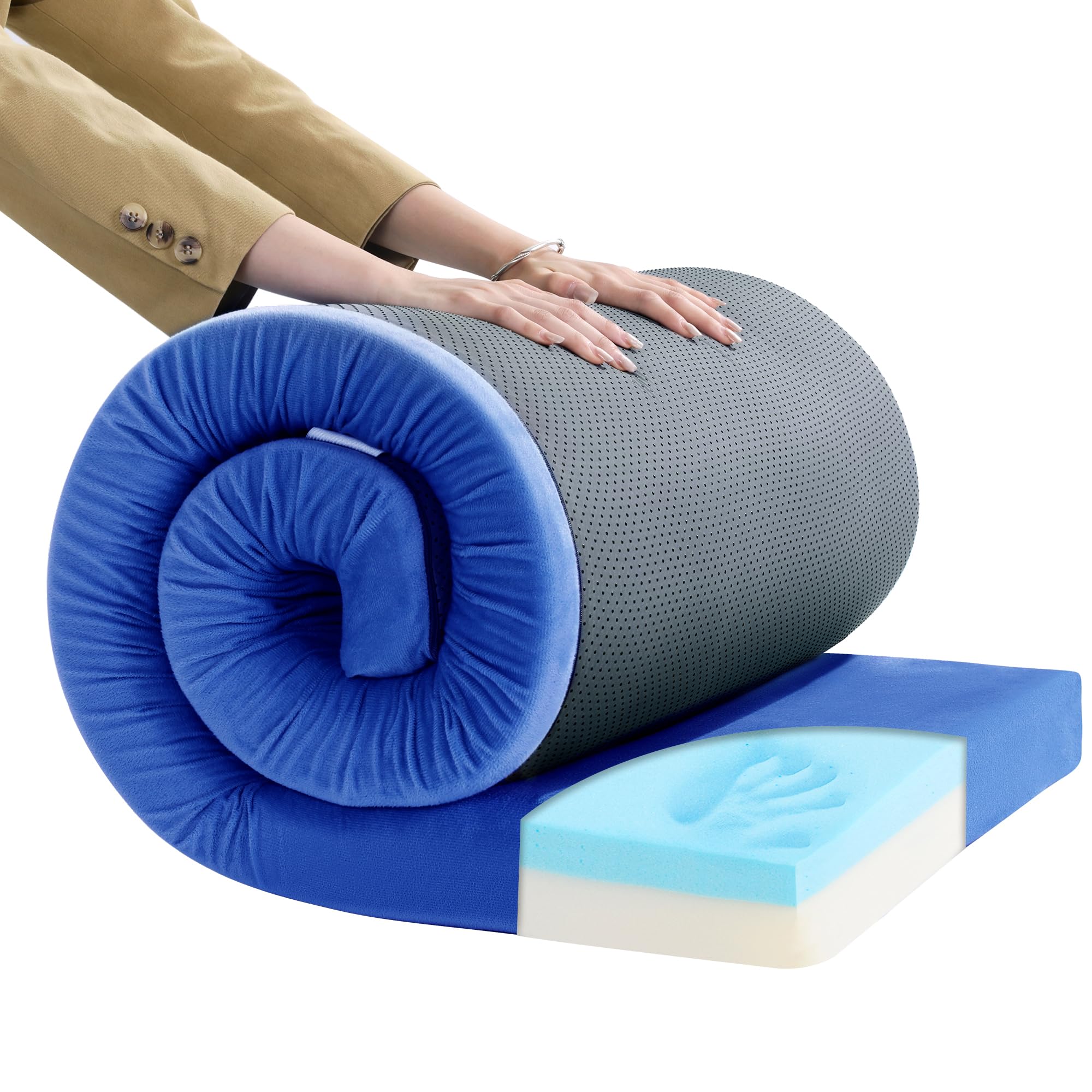 Camping Matratzenauflage Memory-Schaum 183x61cm - Wasserdichte Isomatte Für Zelt & Outdoor | 7,6cm Dicke