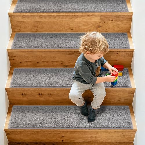 SHIEN Non-Slip Stair Treads for Wooden Steps, 8x30 Inch Extra Thick Stair Mats (